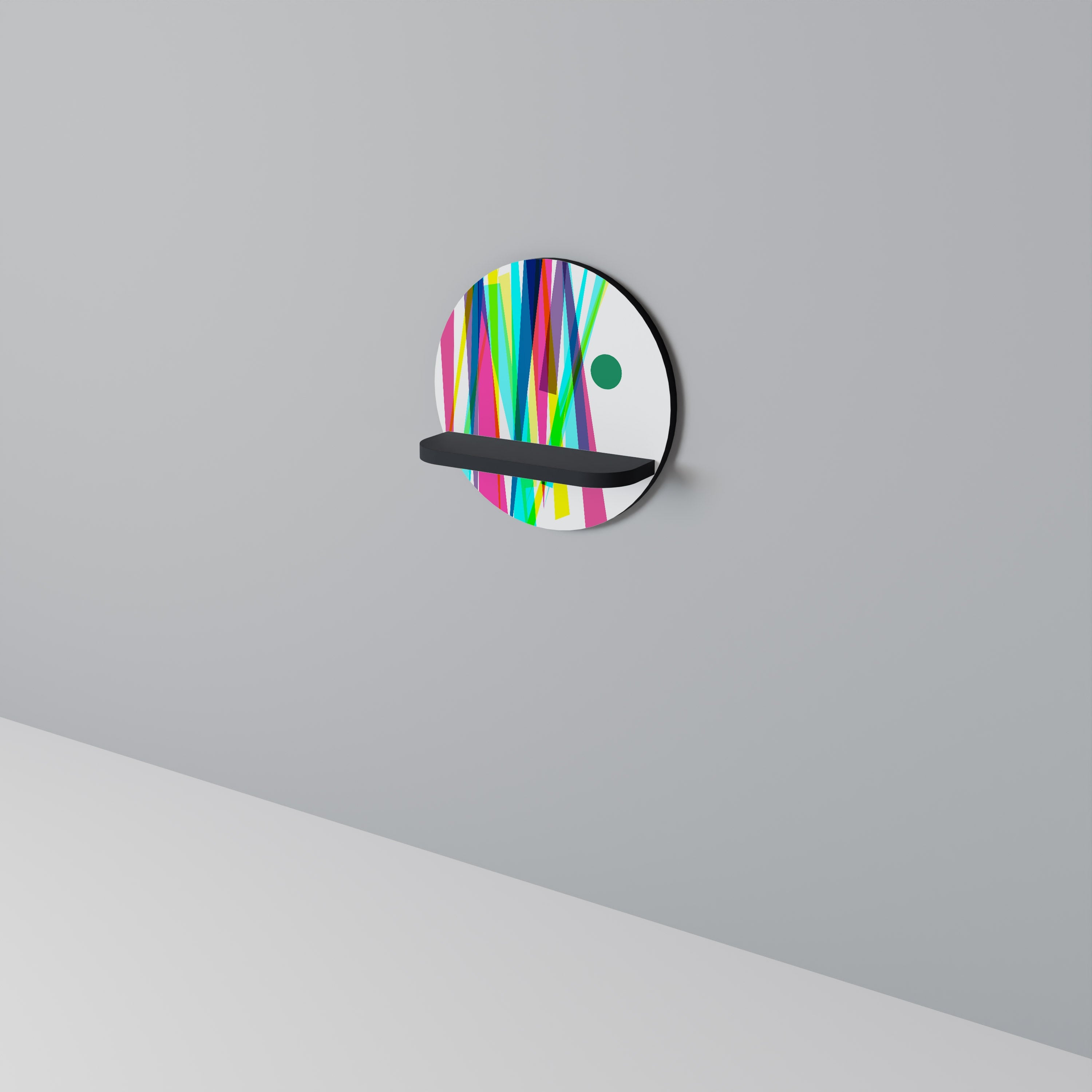 WHIMSY NEON Rundes Kunstregal in Schwarz