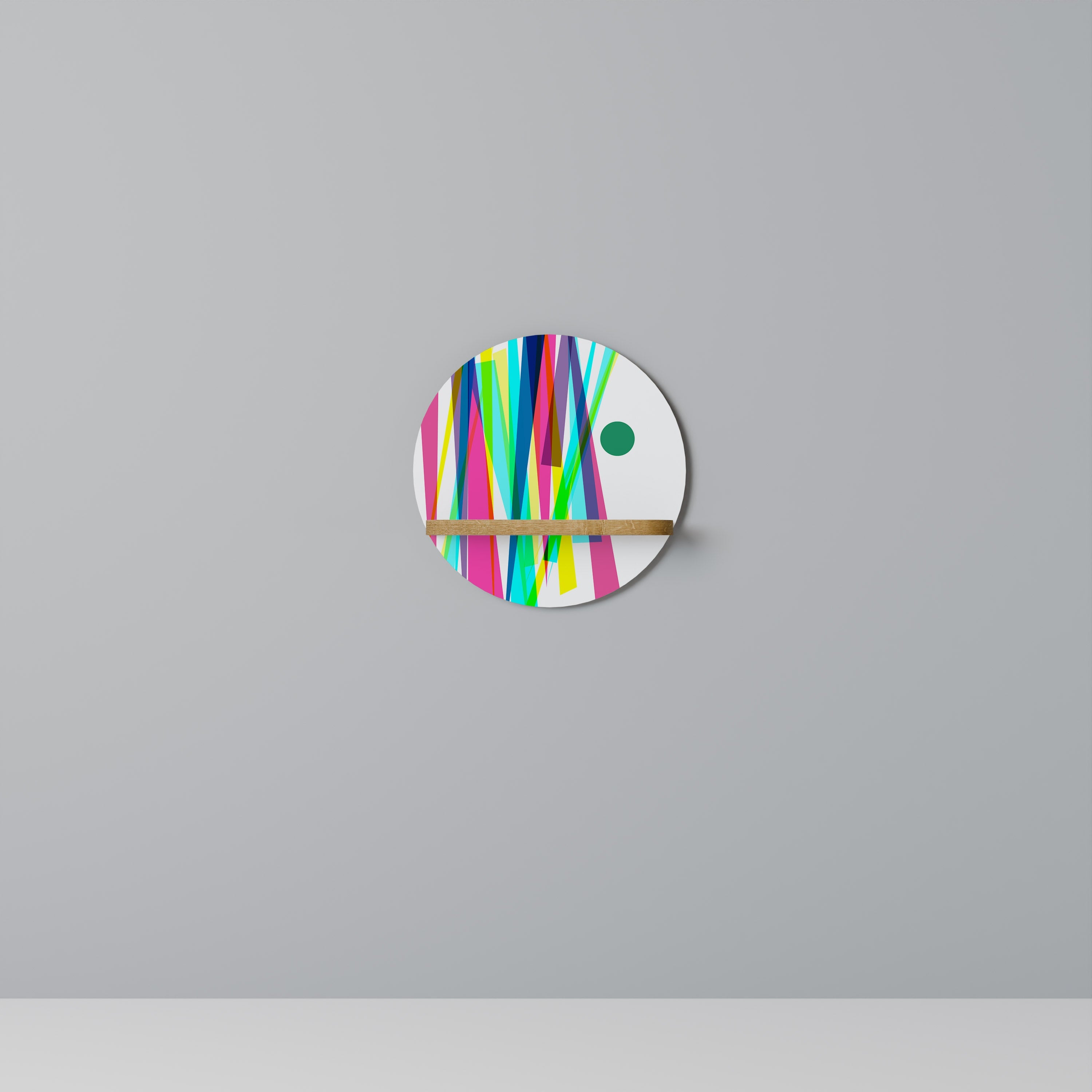 WHIMSY NEON Rundes Kunstregal in Eiche-Optik