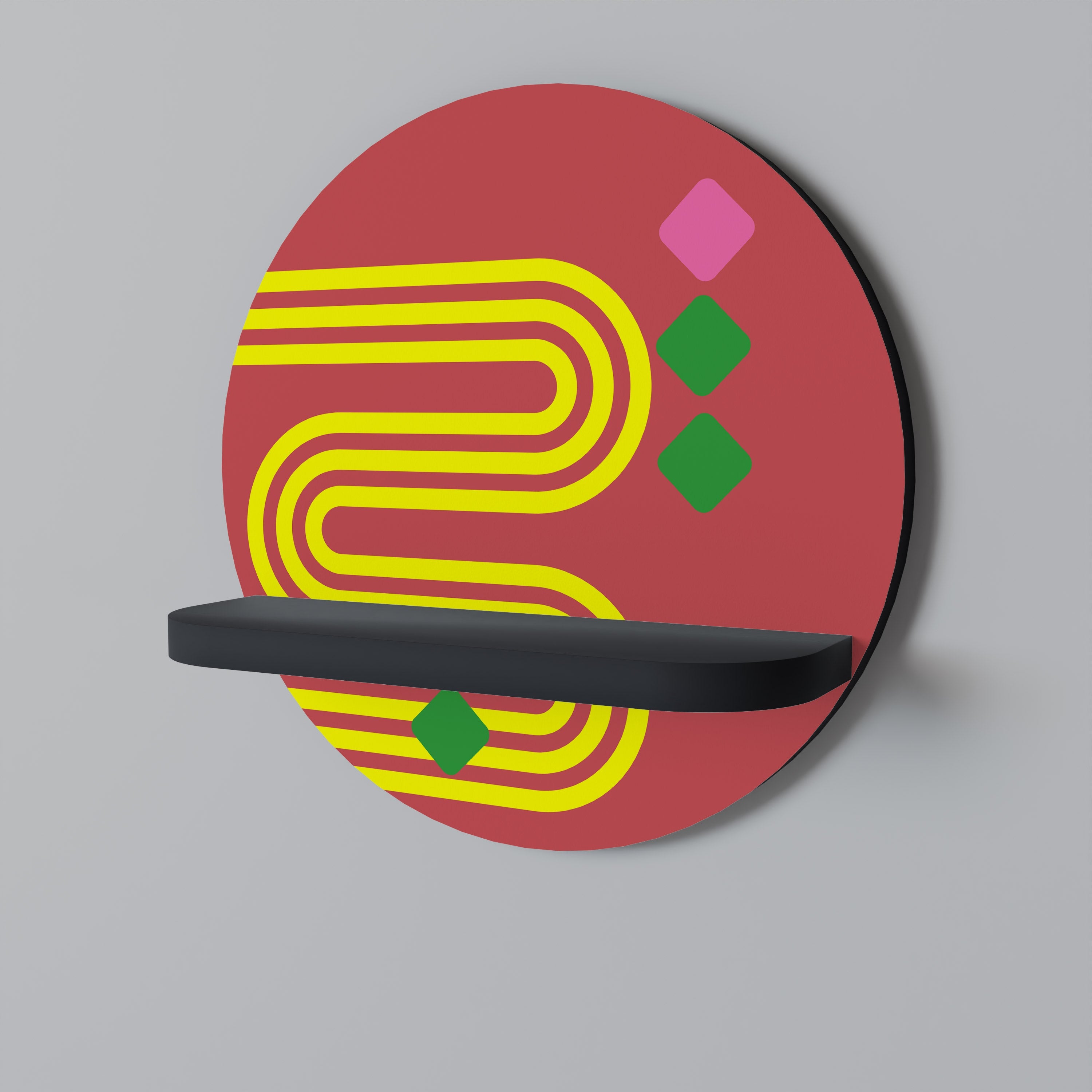 LOST IN CHROMA Rundes Kunstregal in Schwarz