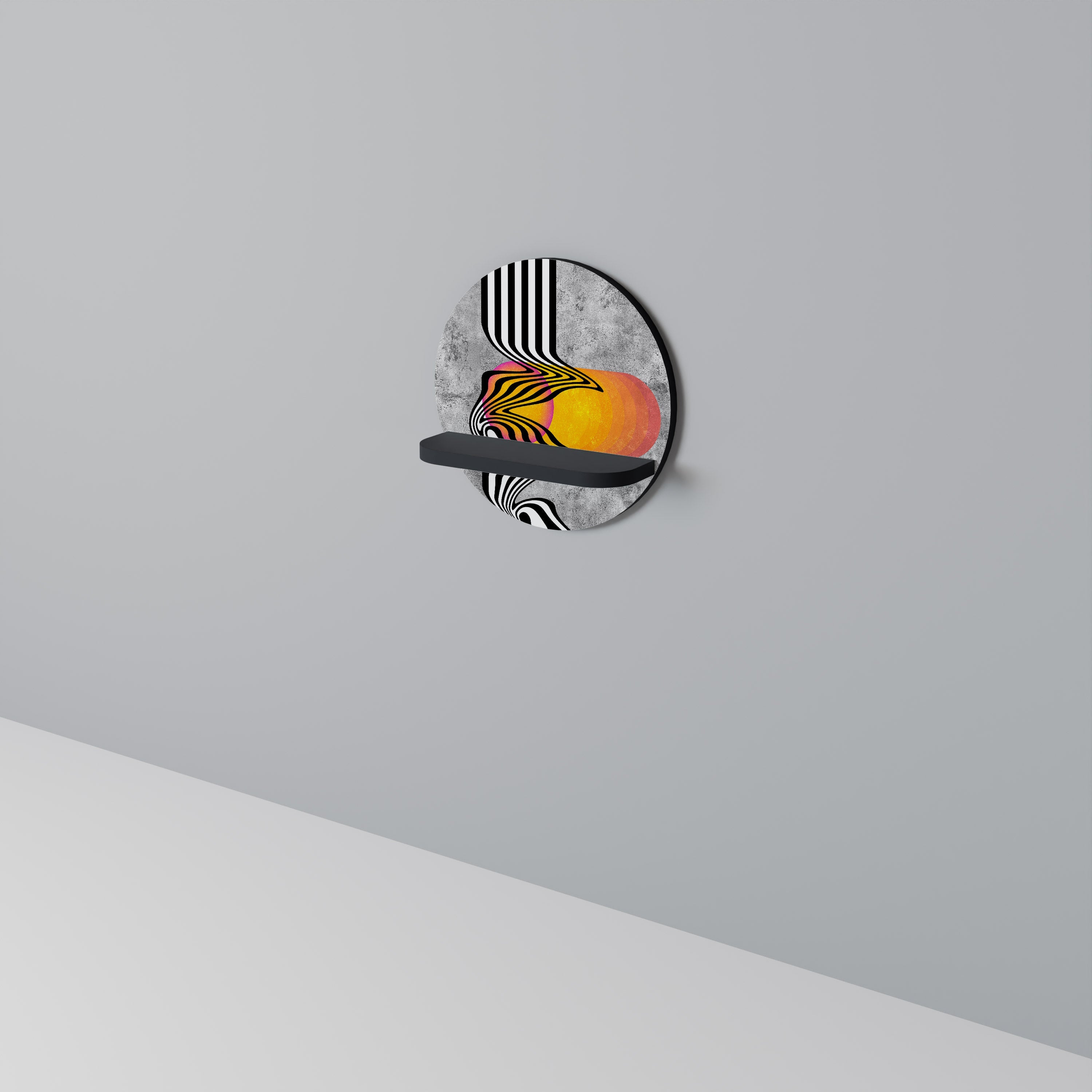 WHIMSICAL WAVES Rundes Kunstregal in Schwarz