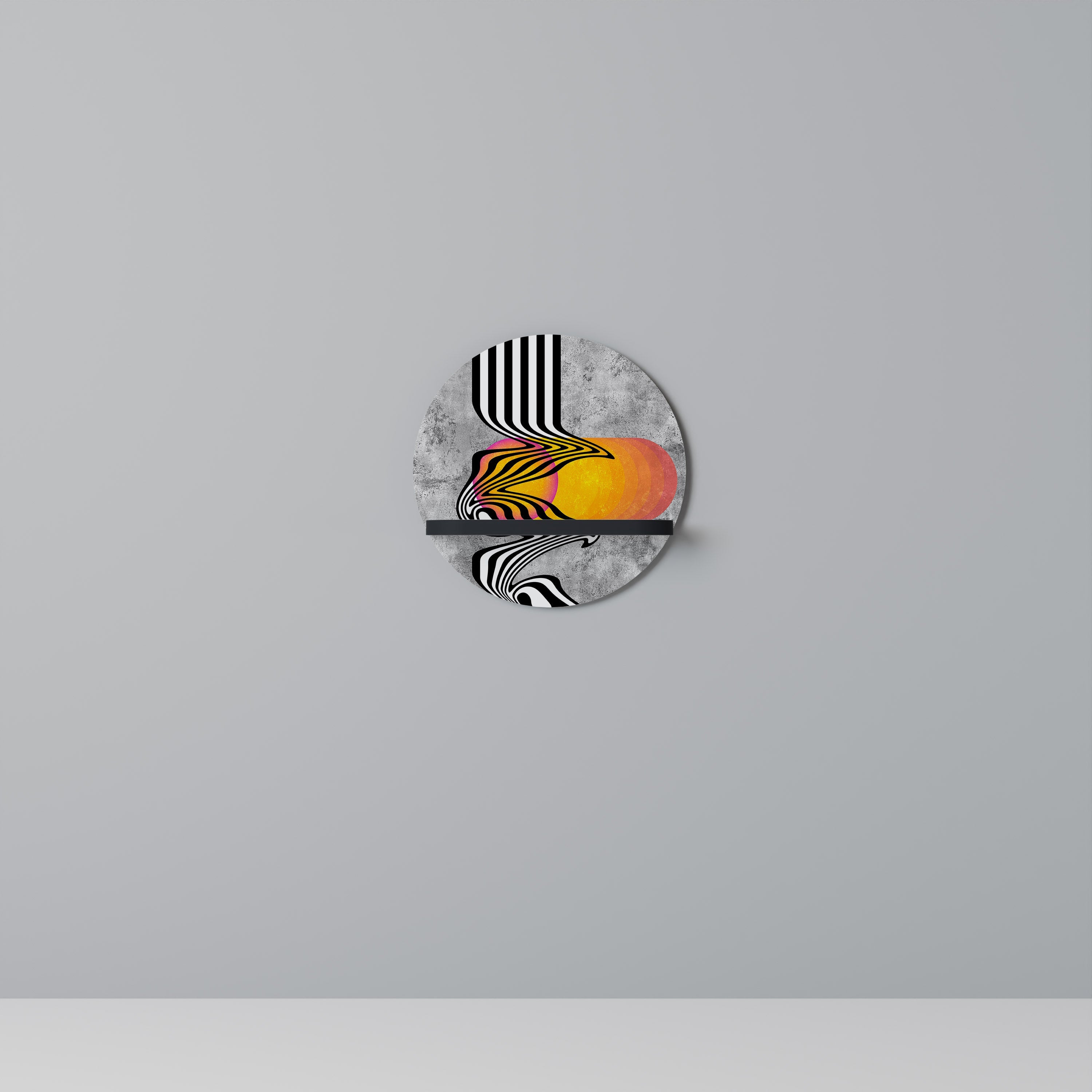 WHIMSICAL WAVES Rundes Kunstregal in Schwarz