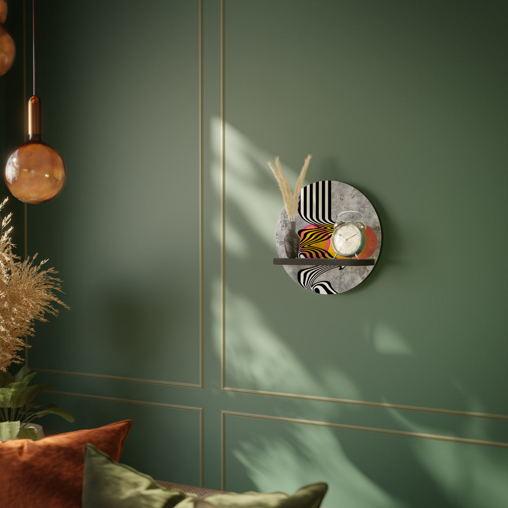 WHIMSICAL WAVES Rundes Kunstregal in Schwarz