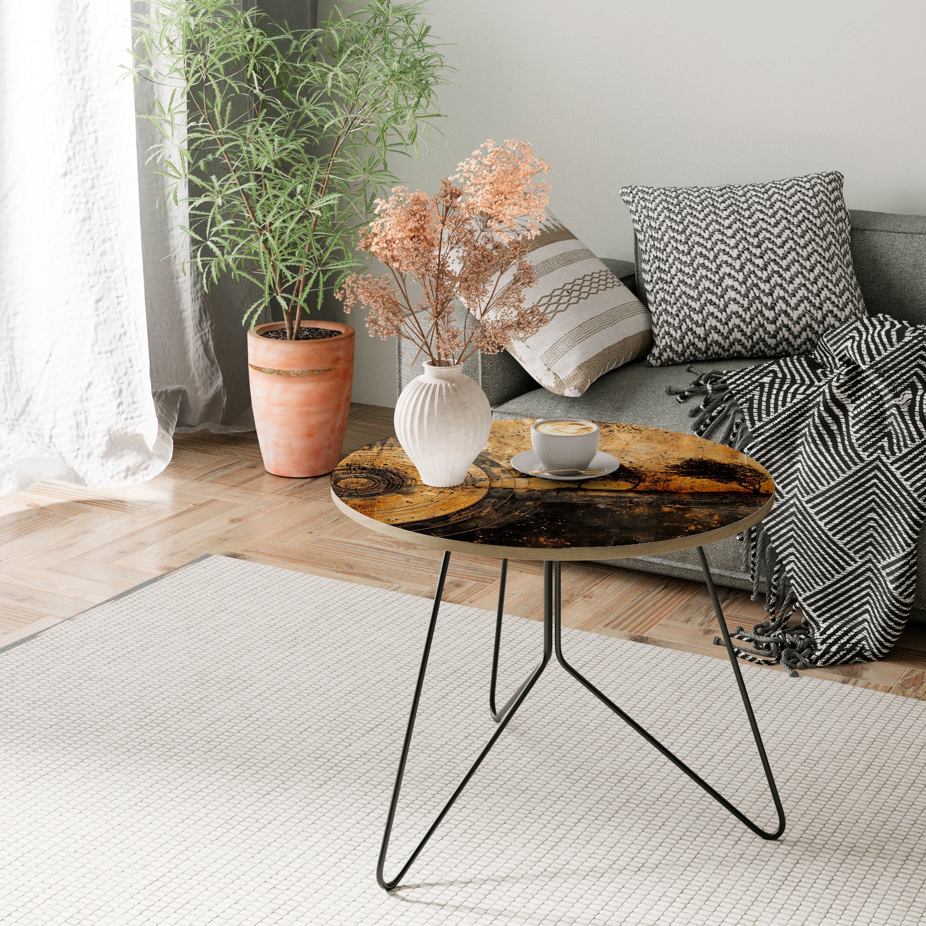 Kupferfarbener Earthquake Couchtisch 69