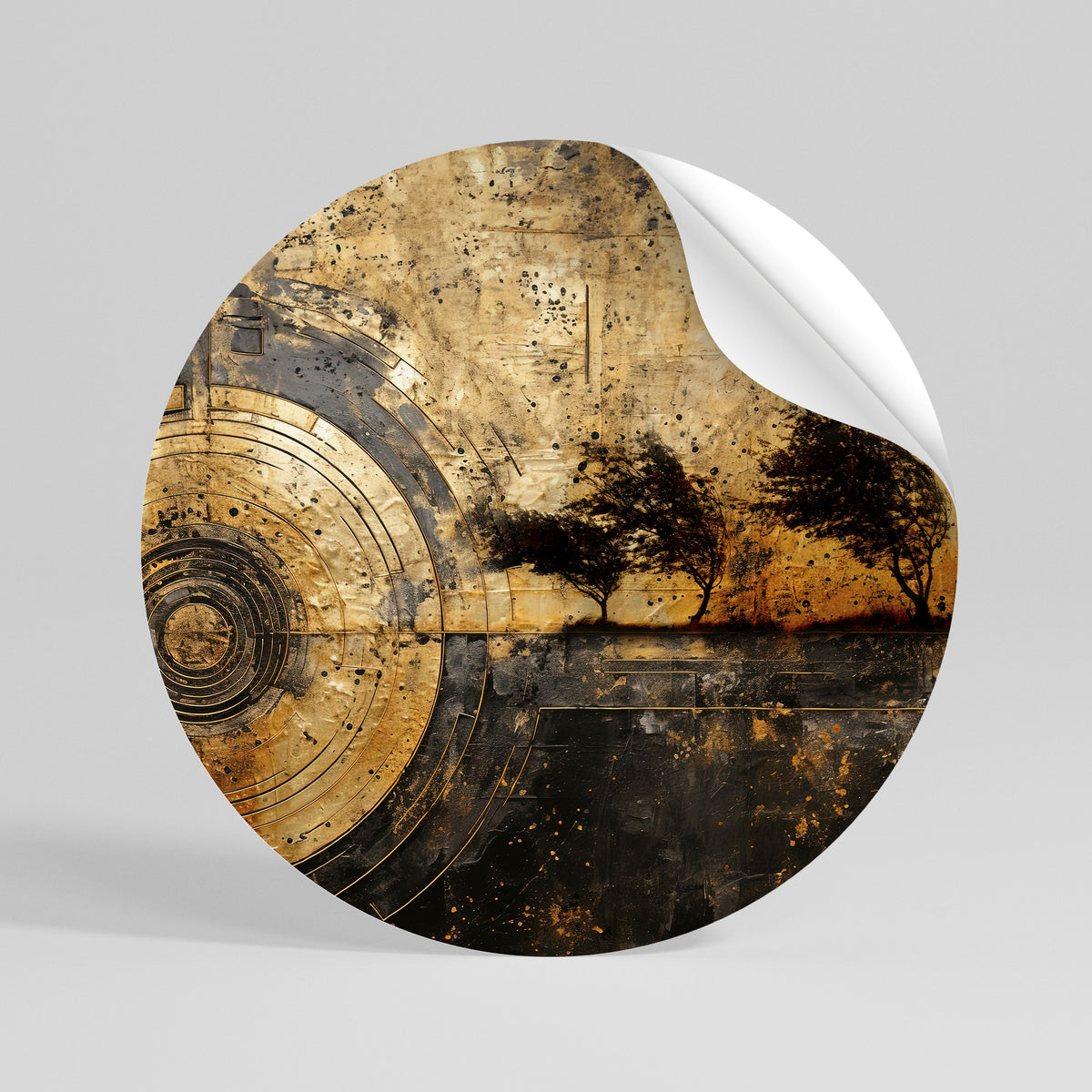 COPPERY EARTHQUAKE Runder Wandsticker zum Abziehen und Aufkleben