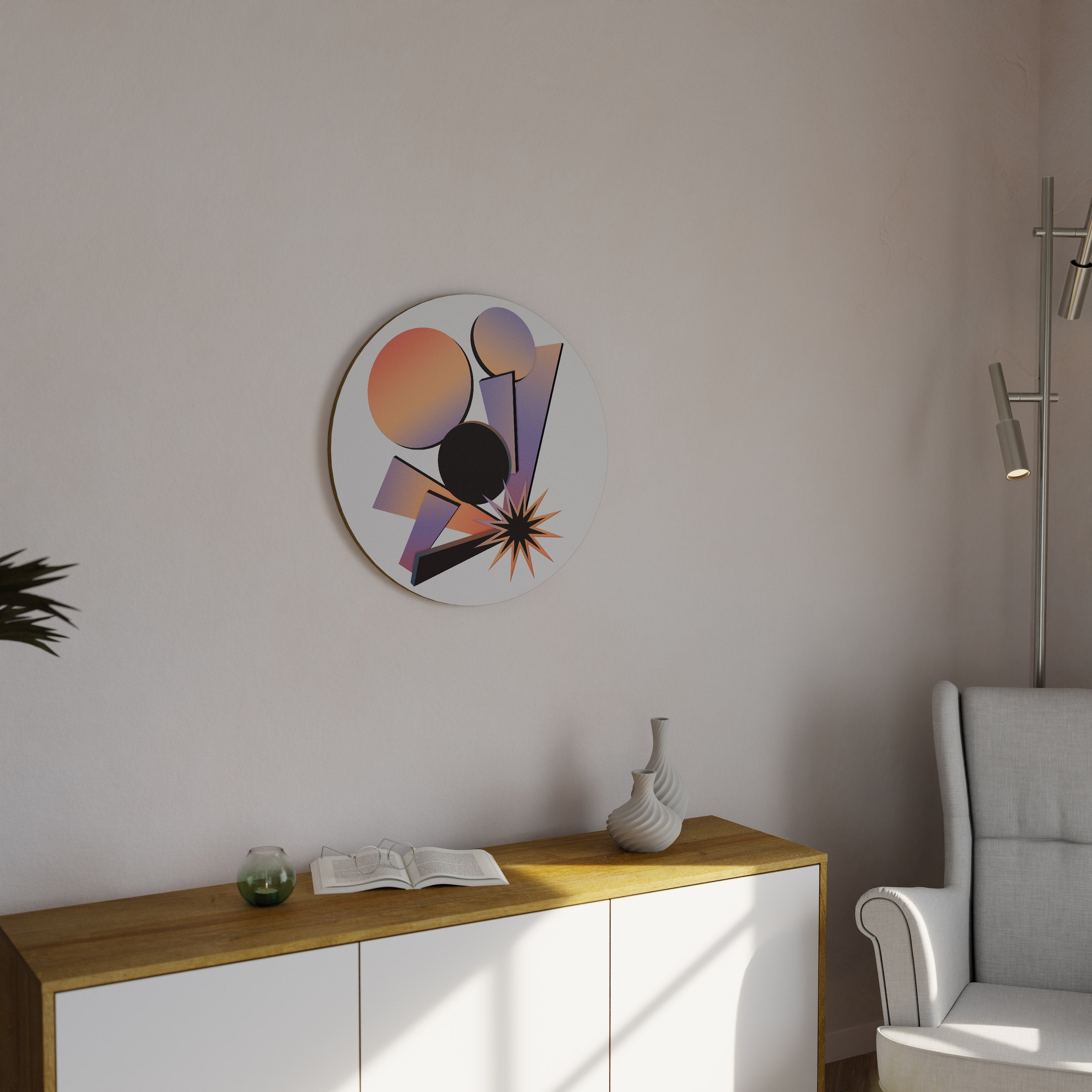 ANGULAR ARTISTRY Round Wall Art