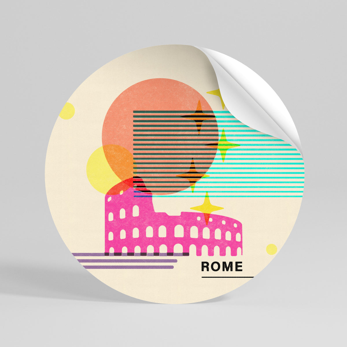 ROMAN SPARKLE Runder Wandsticker zum Abziehen und Aufkleben