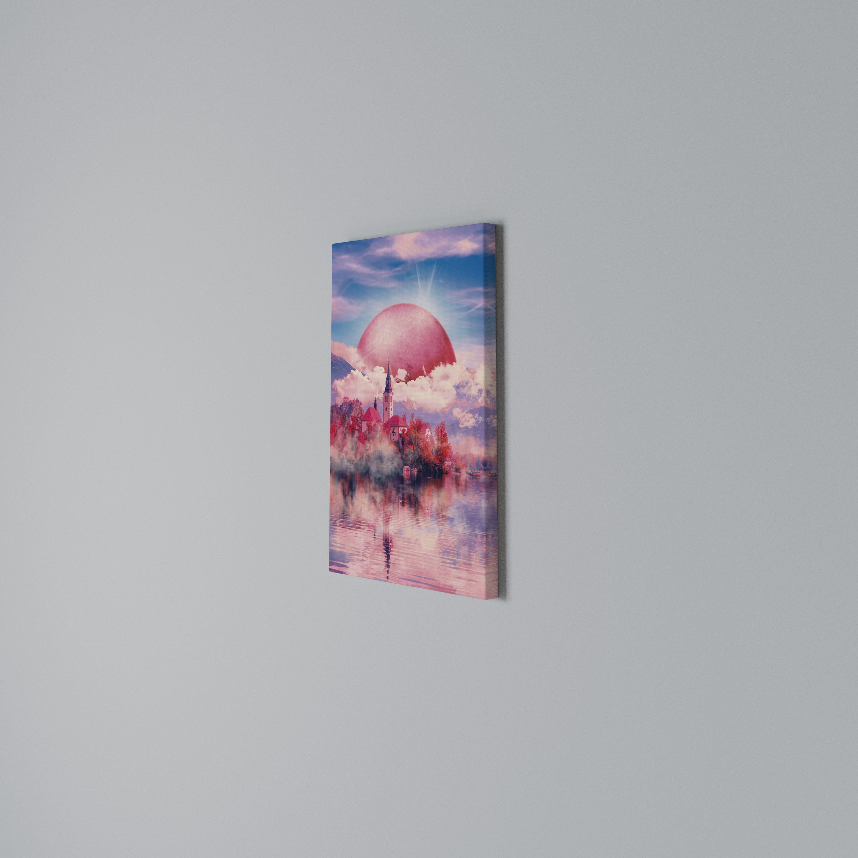 MARS OVER THE BLED LAKE Vertical Canvas Print