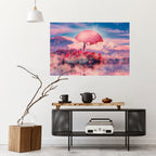 MARS OVER THE BLED LAKE Selbstklebendes Horizontal-Poster