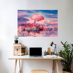 MARS OVER THE BLED LAKE Selbstklebendes Horizontal-Poster