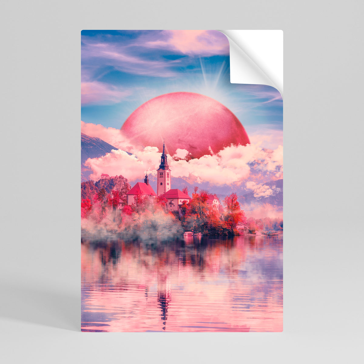MARS OVER THE BLED LAKE Selbstklebendes Poster - Hochformat