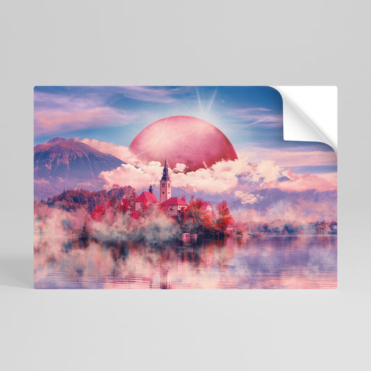 MARS OVER THE BLED LAKE Selbstklebendes Horizontal-Poster