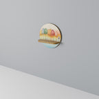 COLORFUL OASIS Rundes Kunstregal in Eiche-Optik