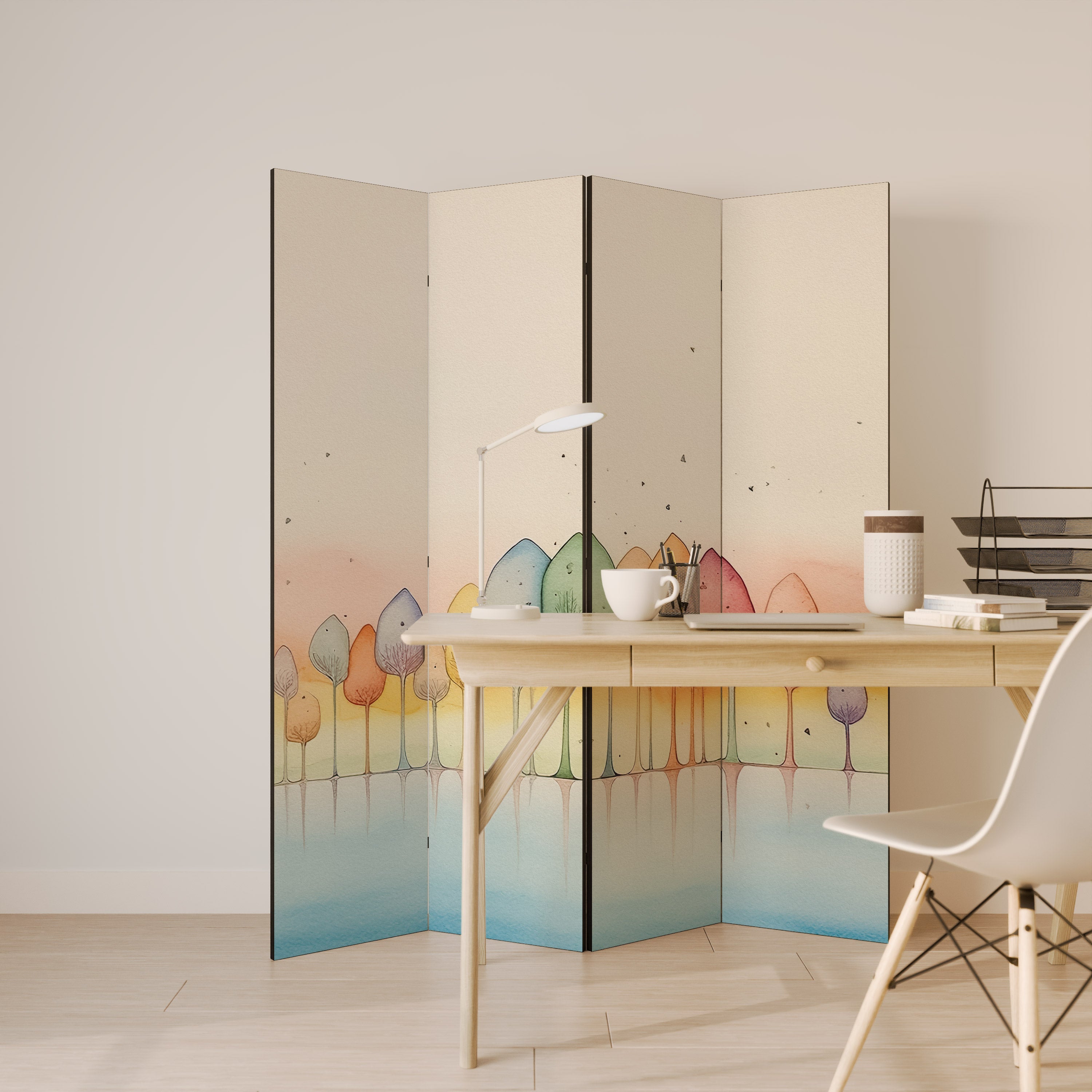 COLORFUL OASIS Dekorativer 4-teiliger Raumteiler