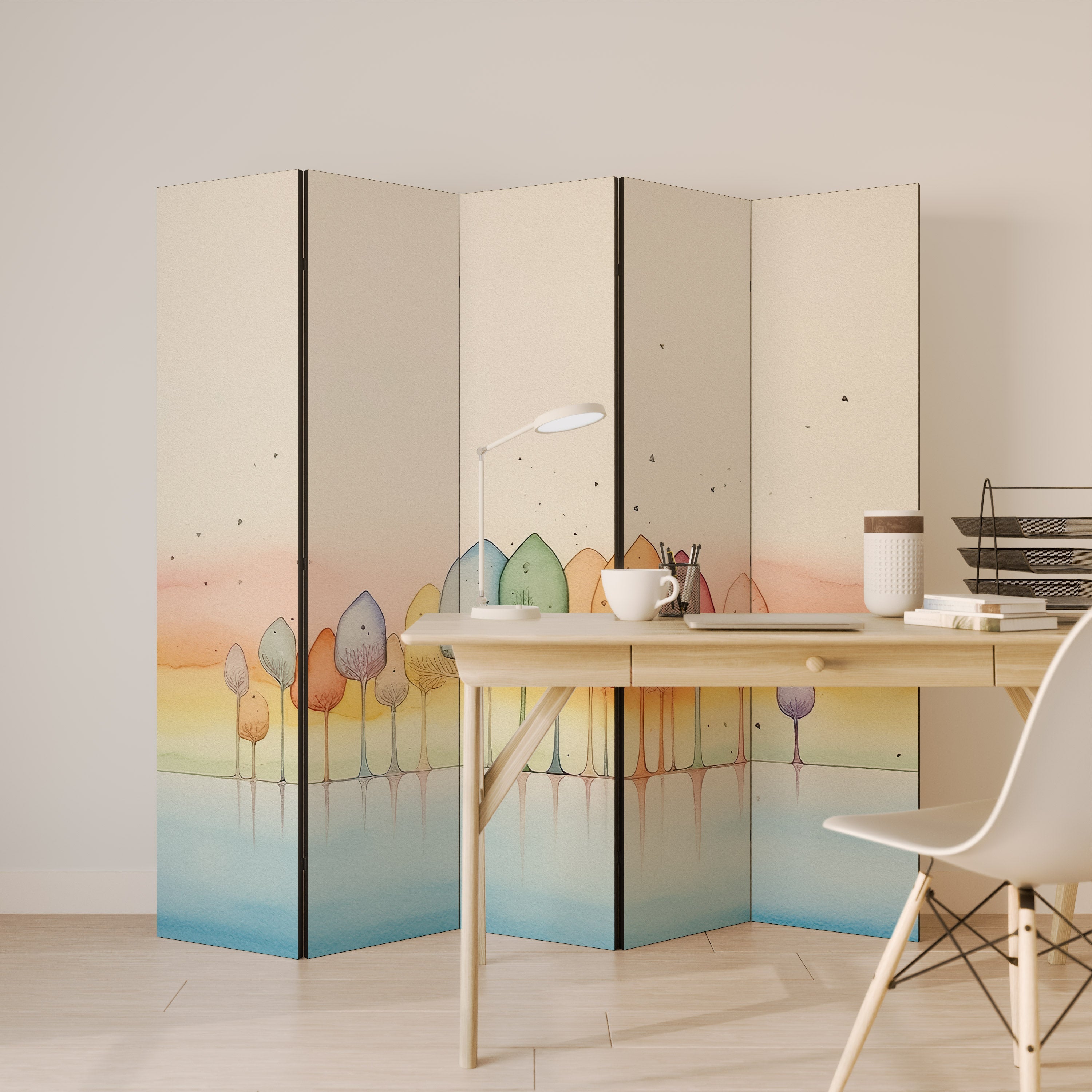 COLORFUL OASIS Dekorativer 5-teiliger Raumteiler