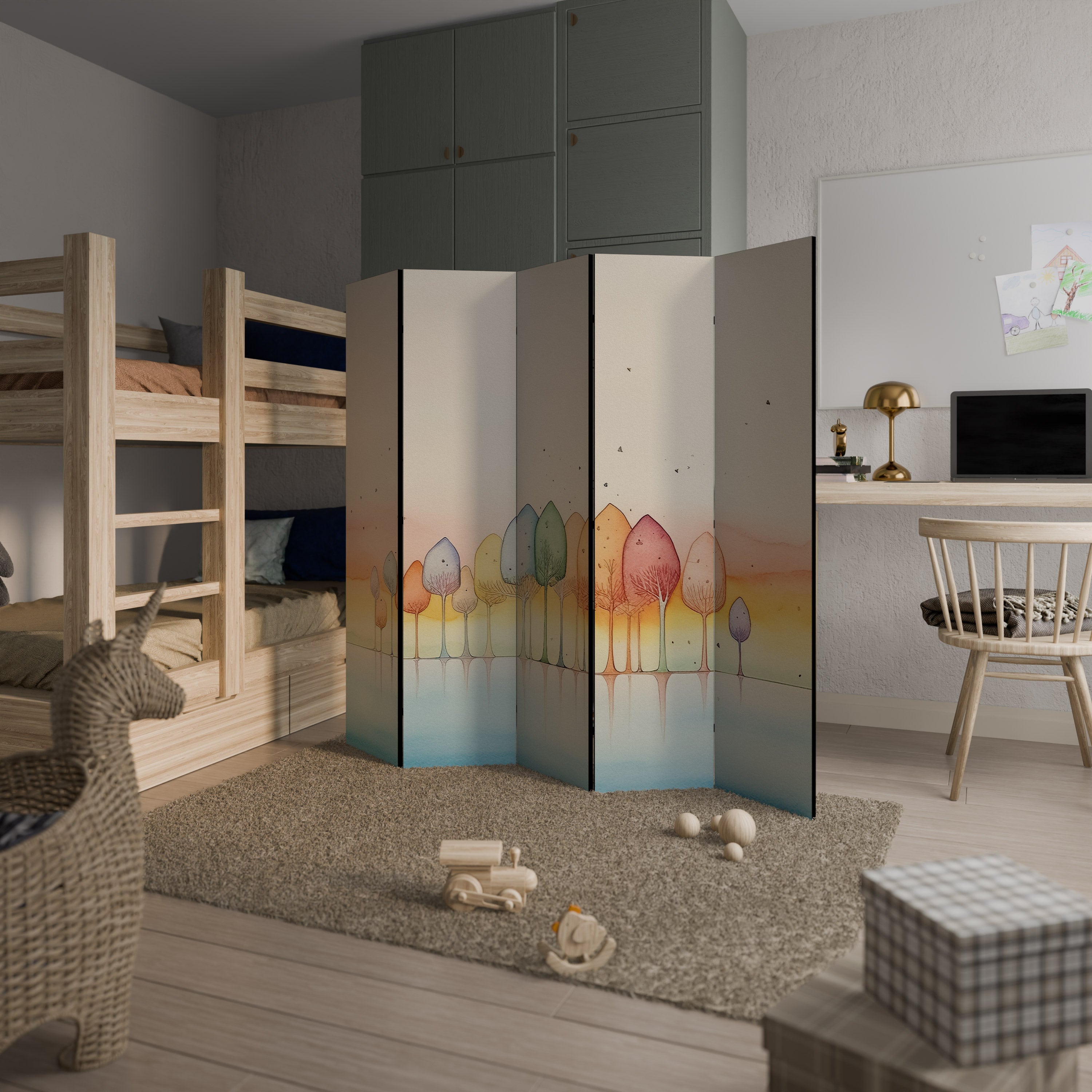 COLORFUL OASIS Dekorativer 5-teiliger Raumteiler