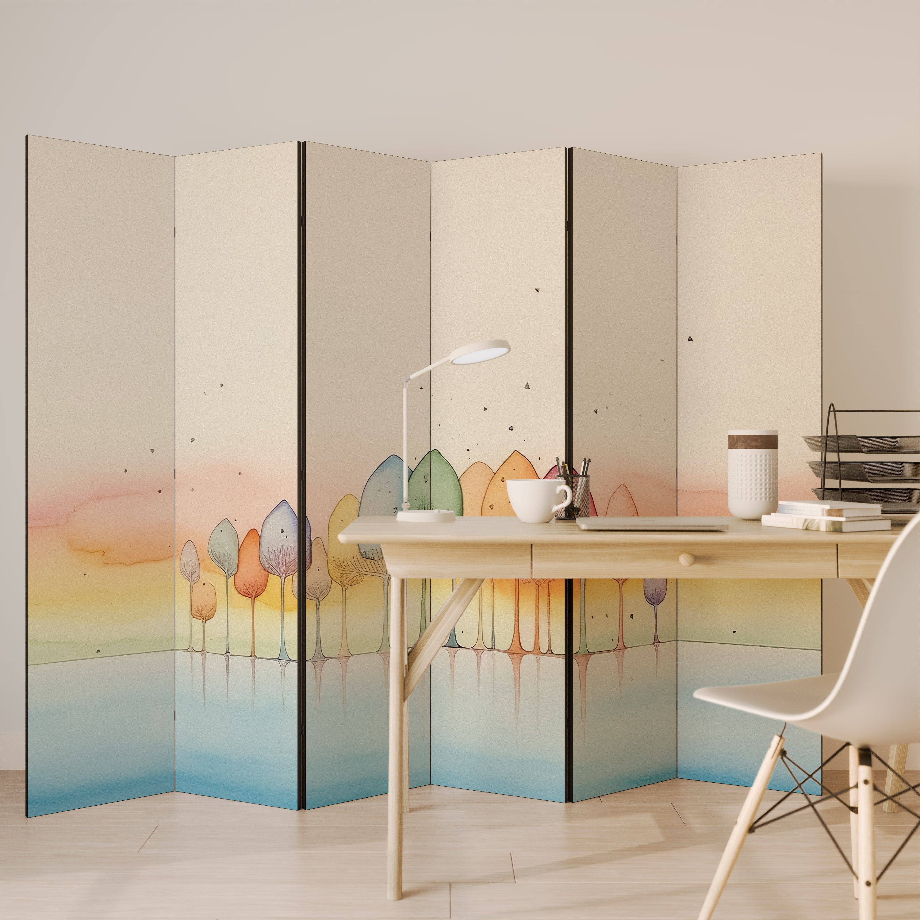 COLORFUL OASIS Dekorativer 6-teiliger Raumteiler