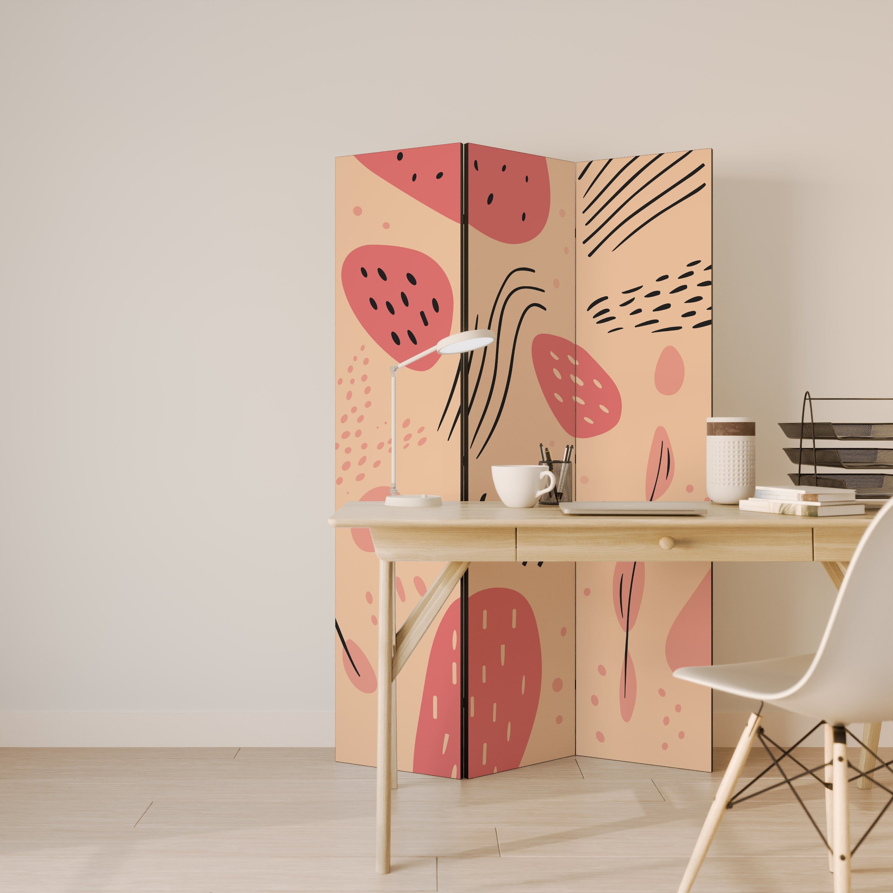 APRICOT FRENZY Dekorativer 3-teiliger Raumteiler