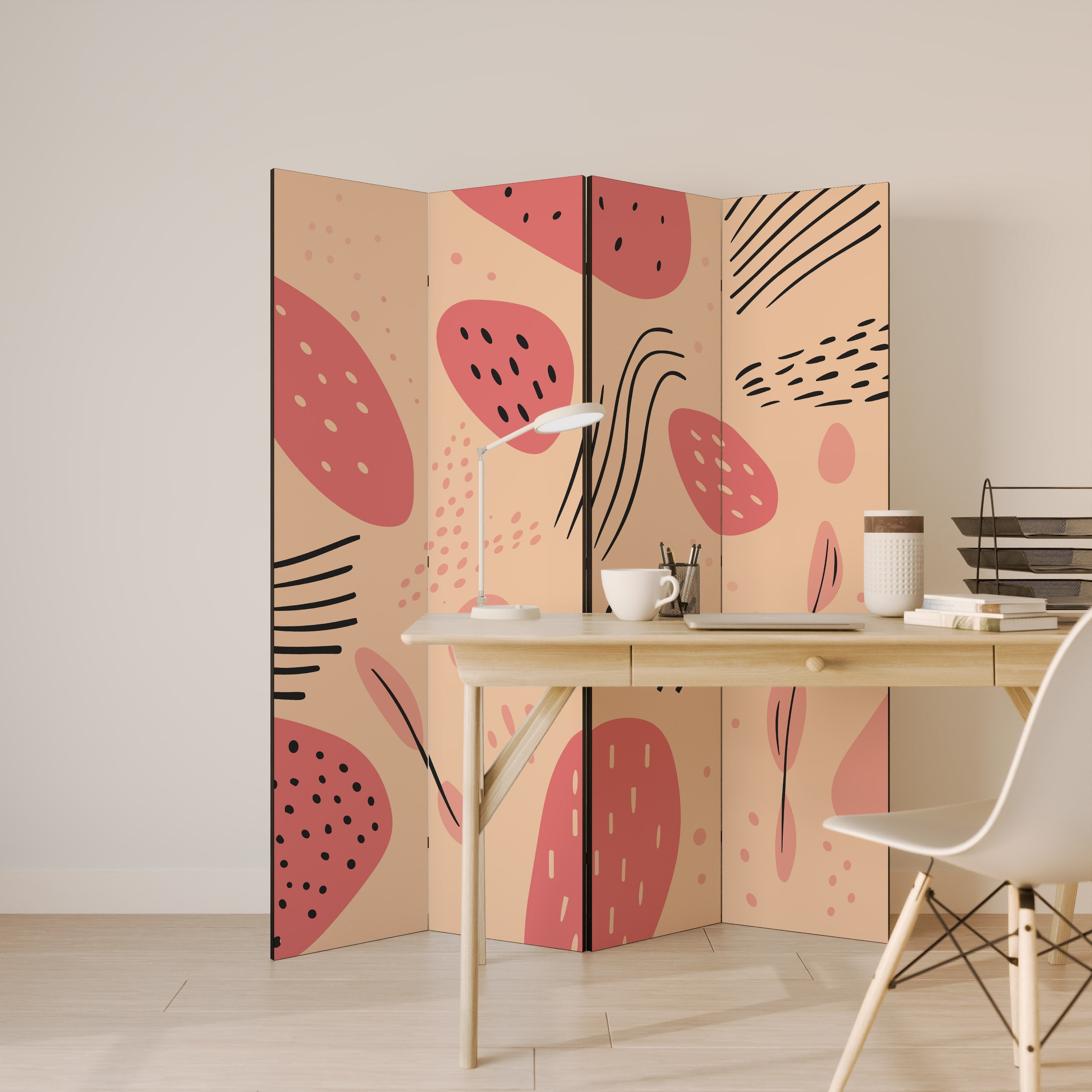 APRICOT FRENZY Dekorativer 4-teiliger Raumteiler