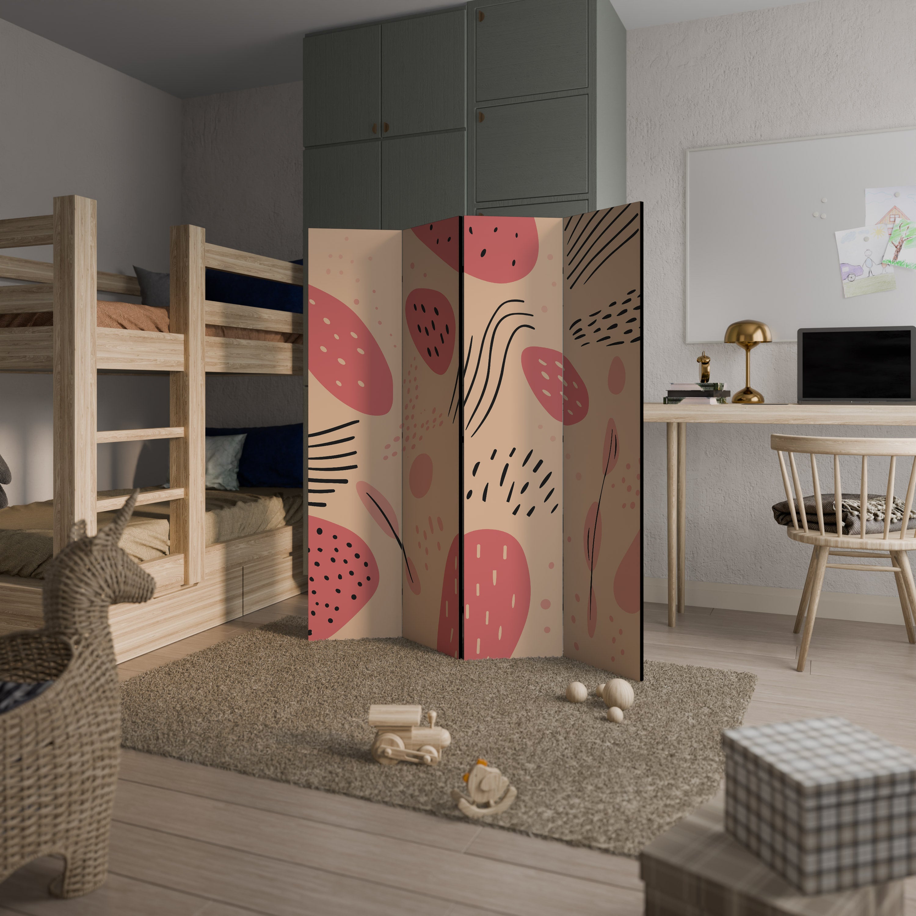 APRICOT FRENZY 4-teiliger Paravent