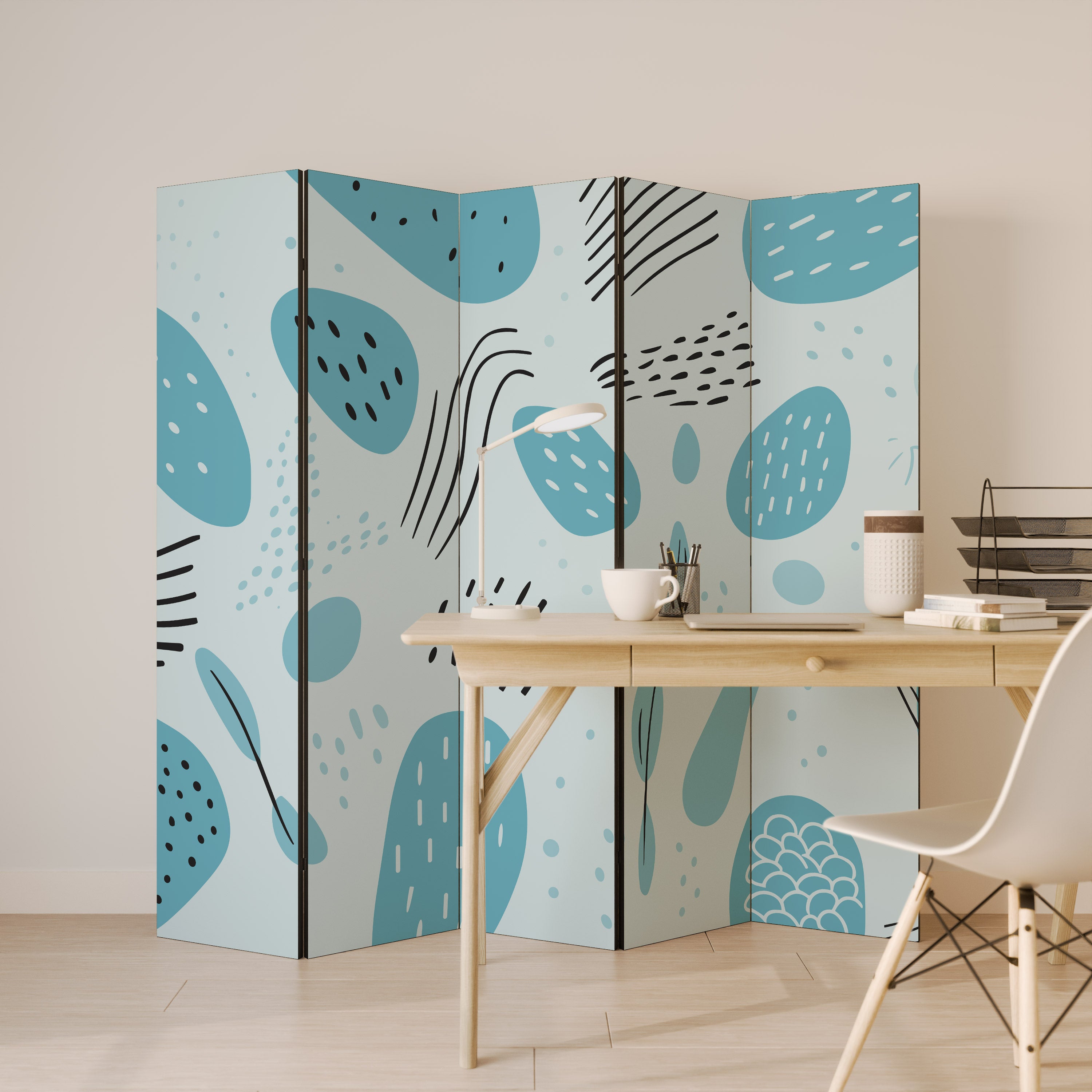 GREENISH FRENZY Dekorativer 5-teiliger Raumteiler