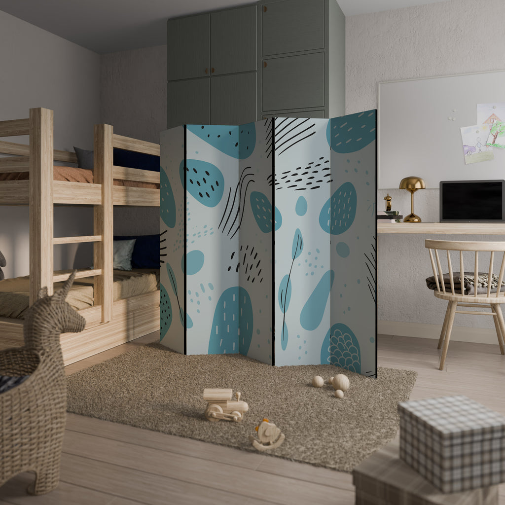 GREENISH FRENZY 5-Panel Room Divider