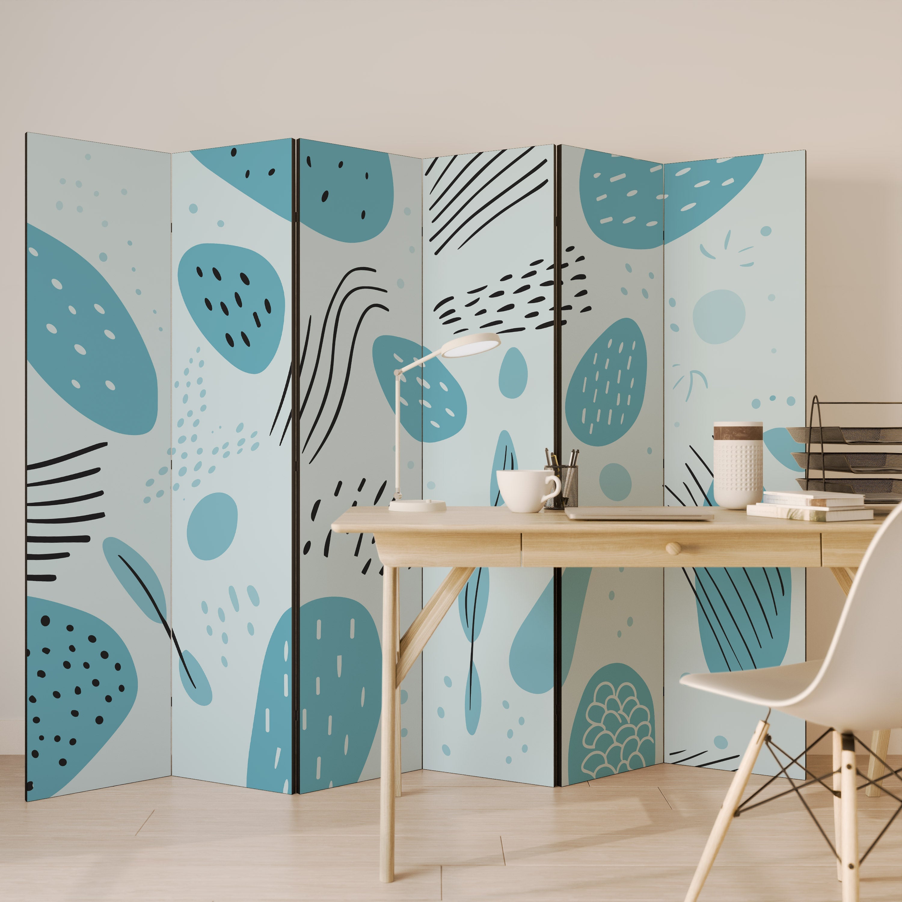 GREENISH FRENZY Dekorativer 6-teiliger Raumteiler