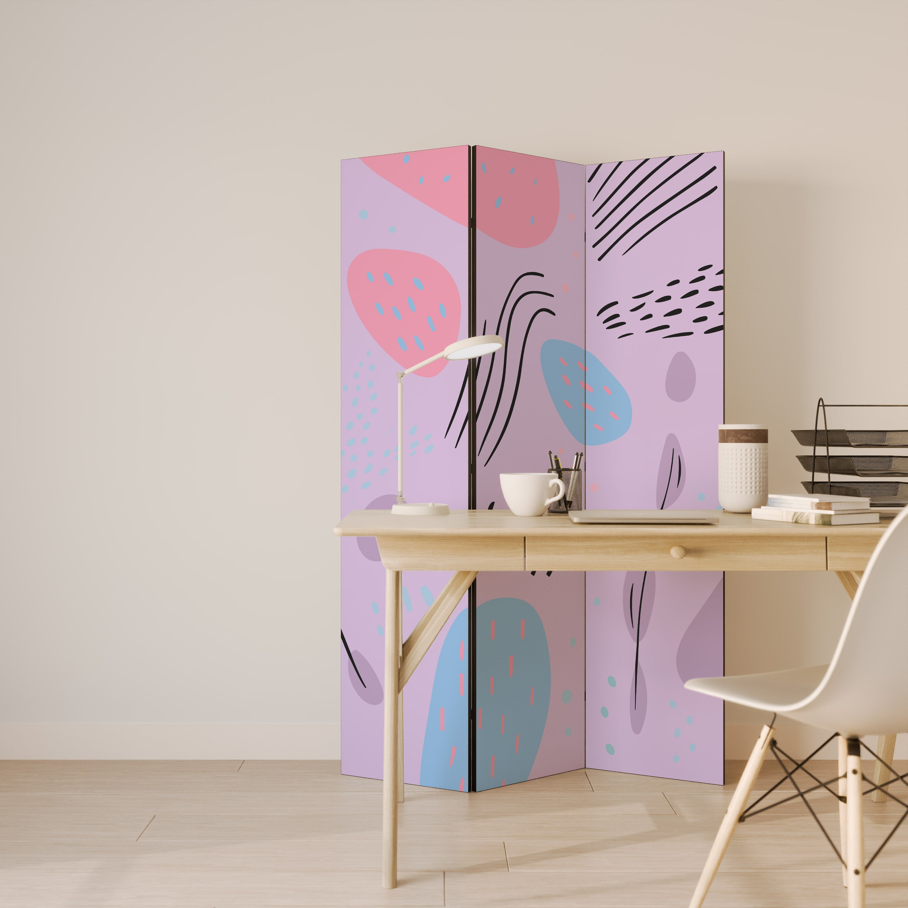 PINKY FRENZY Dekorativer 3-teiliger Raumteiler