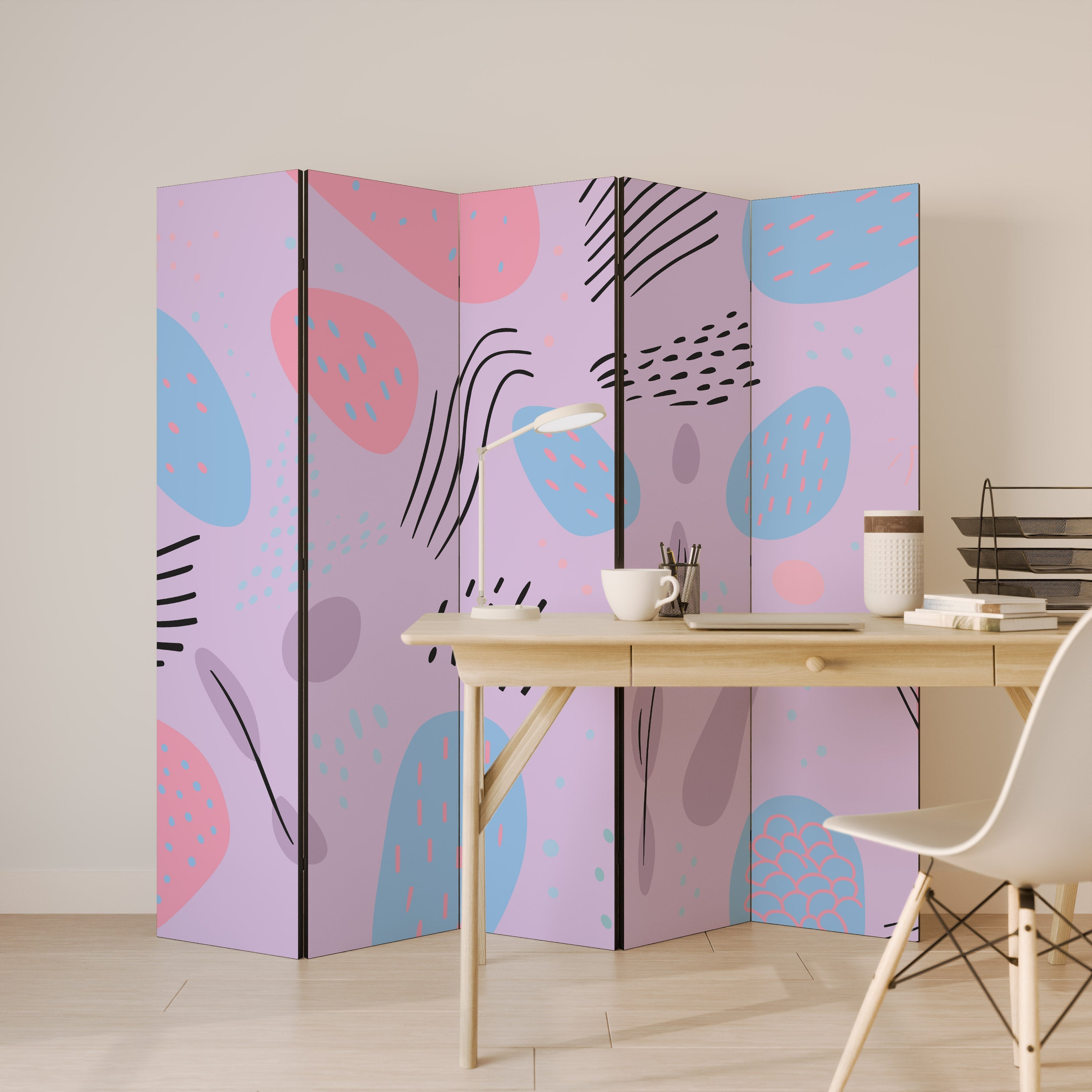 PINKY FRENZY Dekorativer 5-teiliger Raumteiler