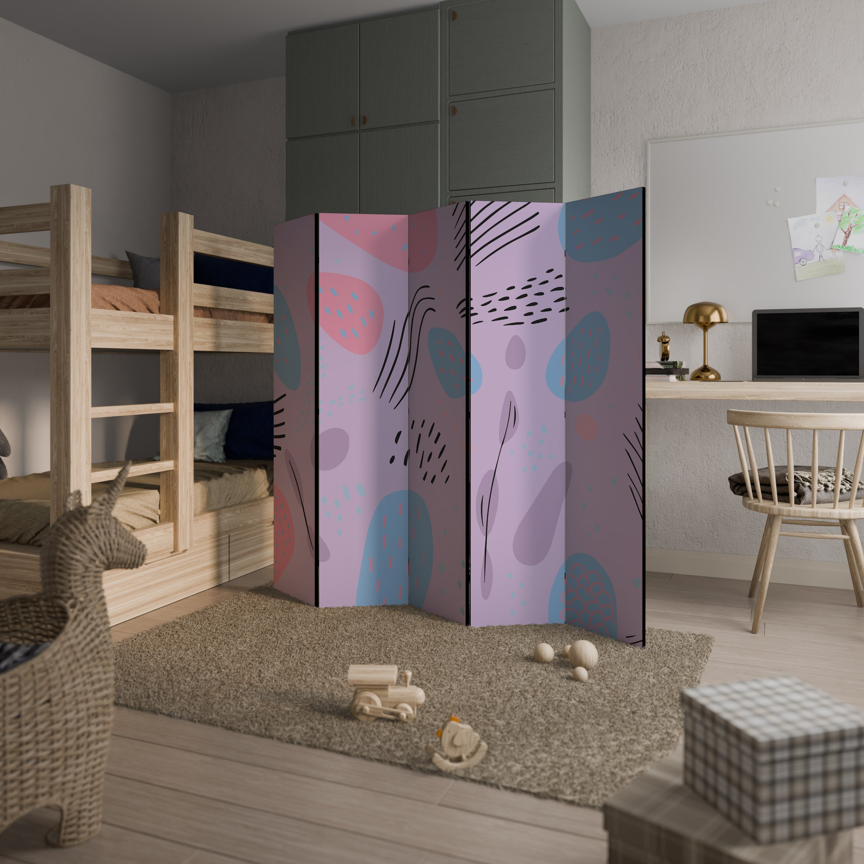 PINKY FRENZY Dekorativer 5-teiliger Raumteiler