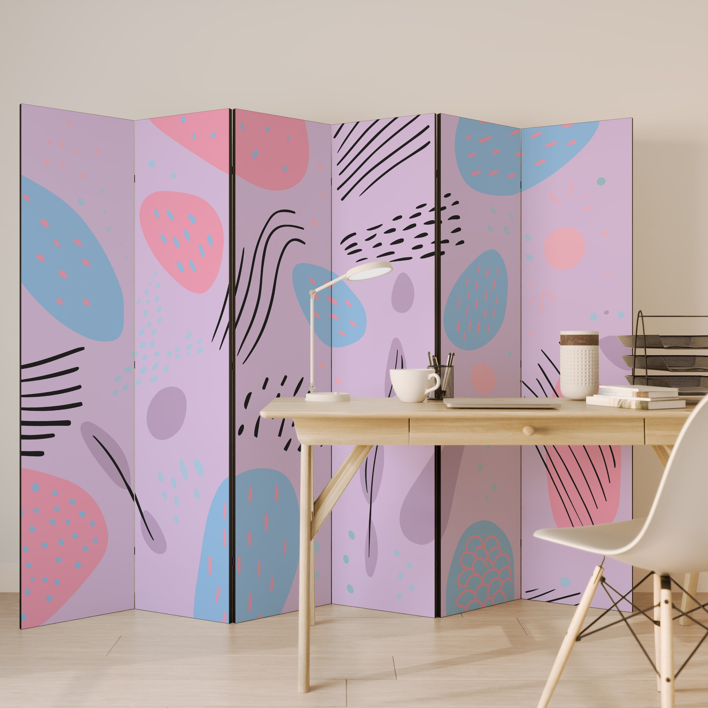 PINKY FRENZY Dekorativer 6-teiliger Raumteiler