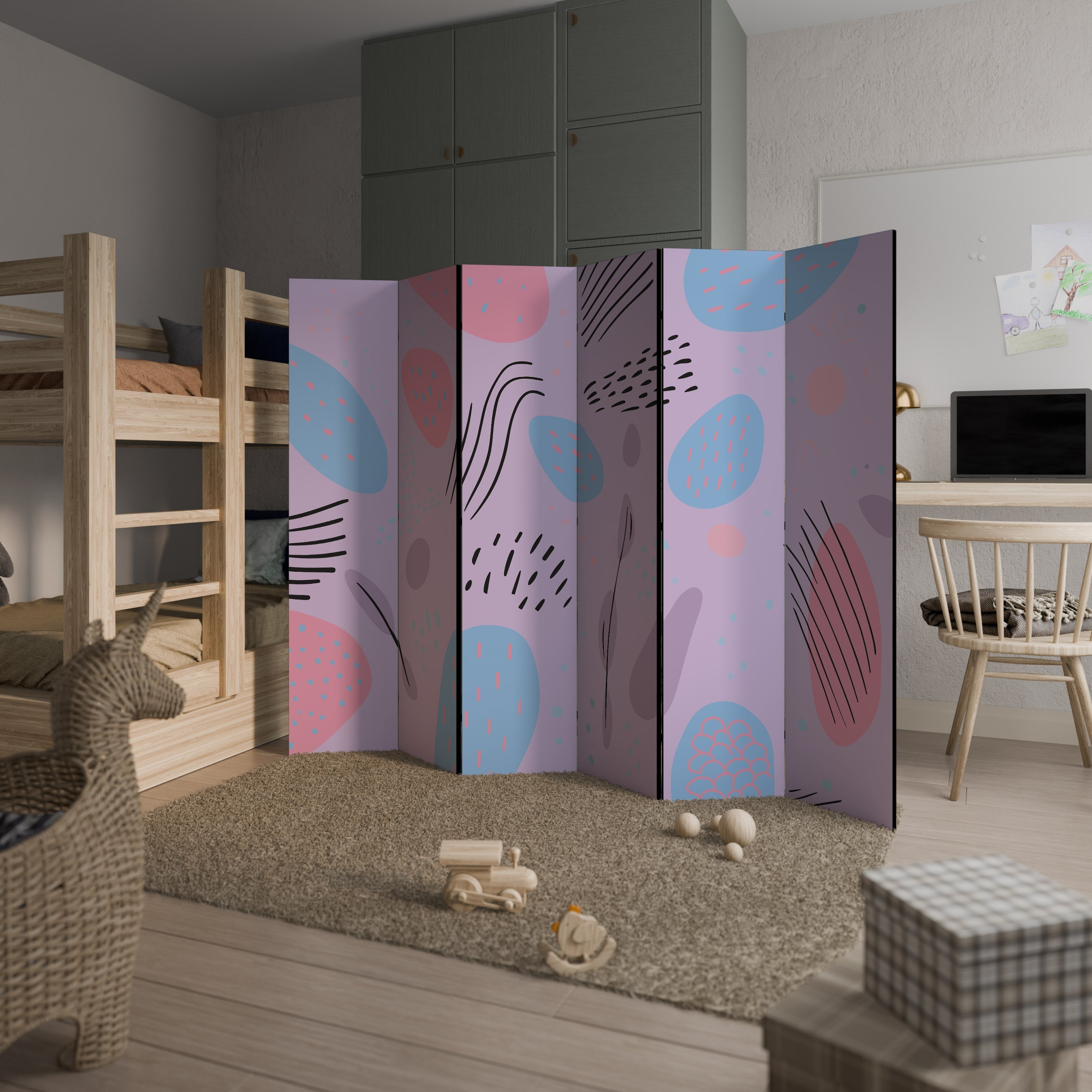 PINKY FRENZY Dekorativer 6-teiliger Raumteiler