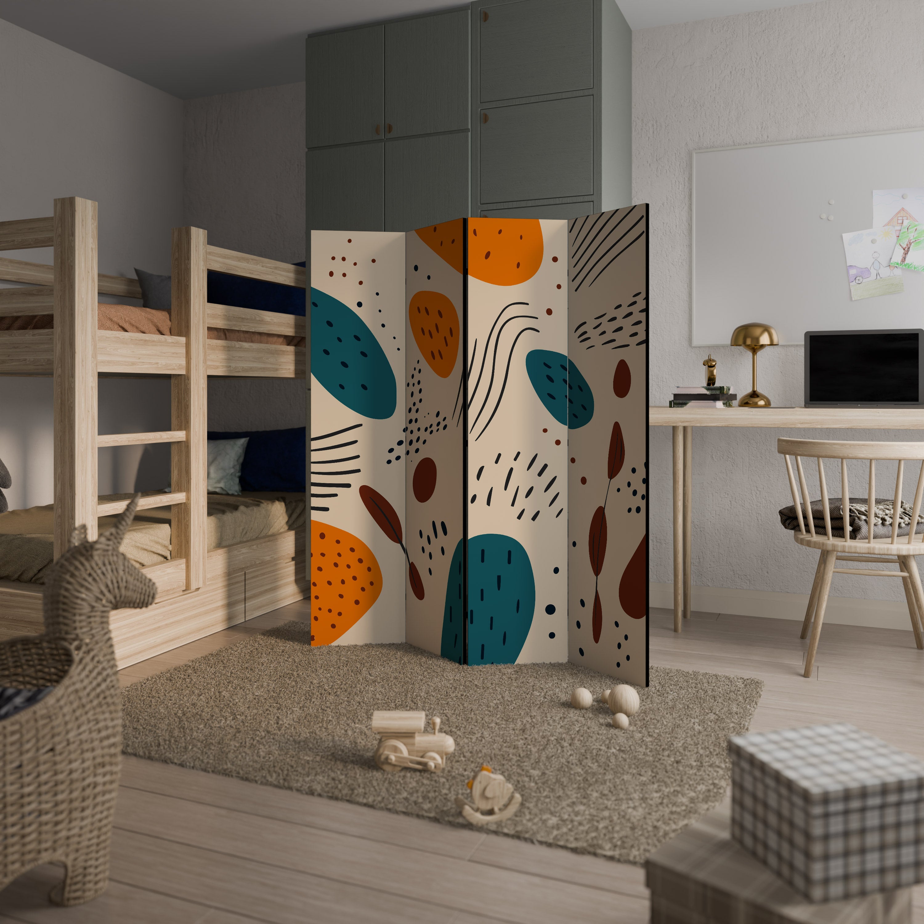 VIBRANT FRENZY Dekorativer 4-teiliger Raumteiler