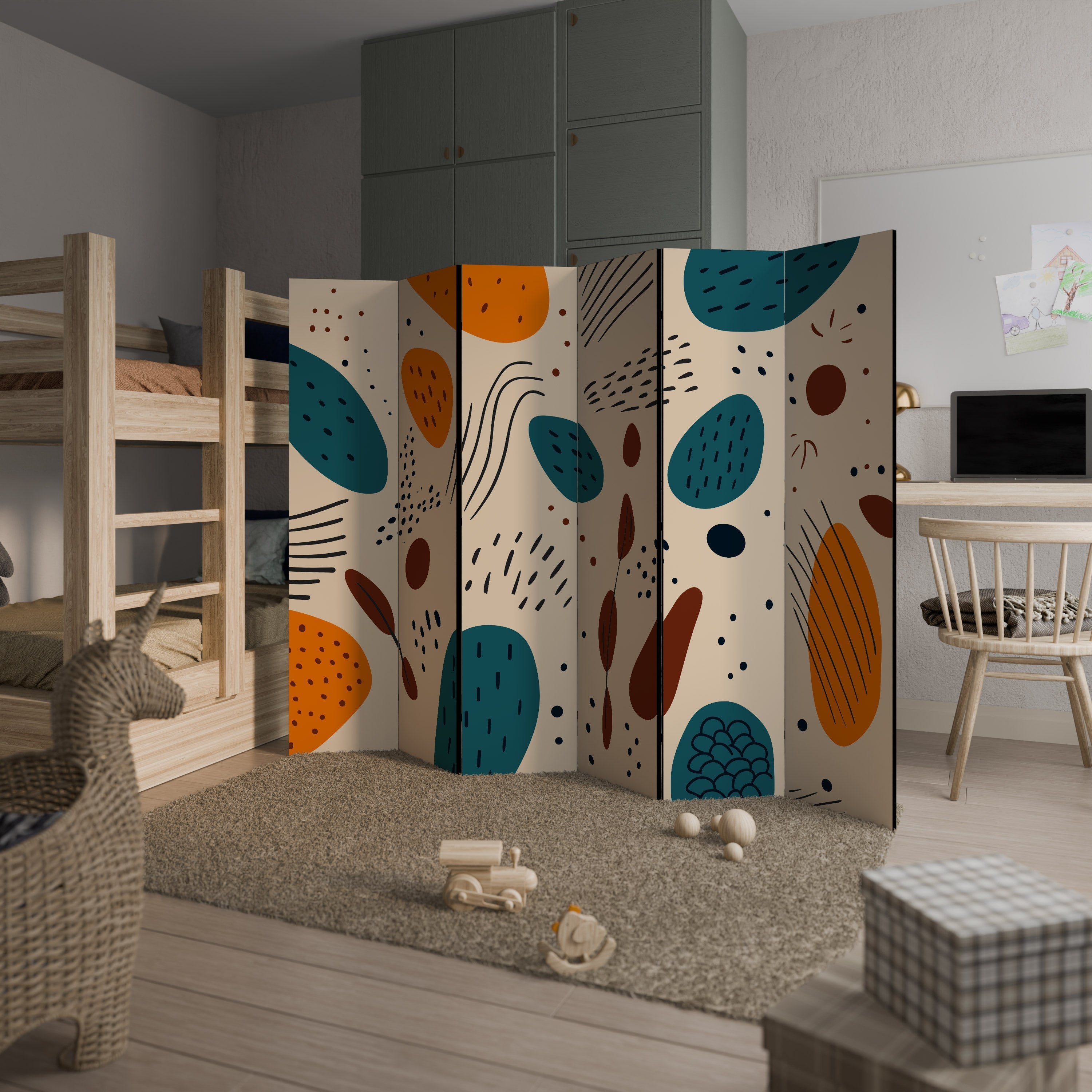 VIBRANT FRENZY Dekorativer 6-teiliger Raumteiler