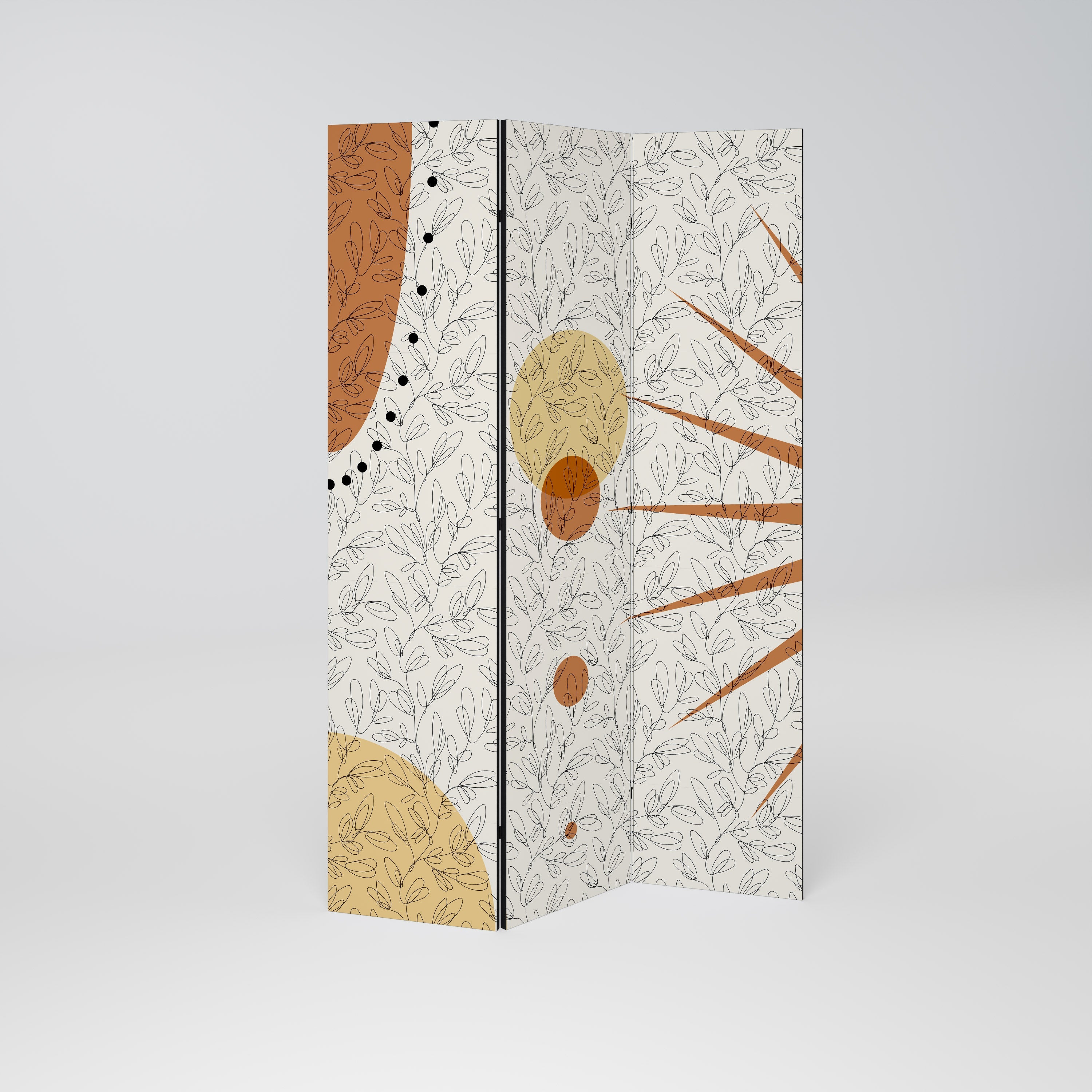 Dekorativer 3-teiliger Raumteiler „Rays and Roundels“