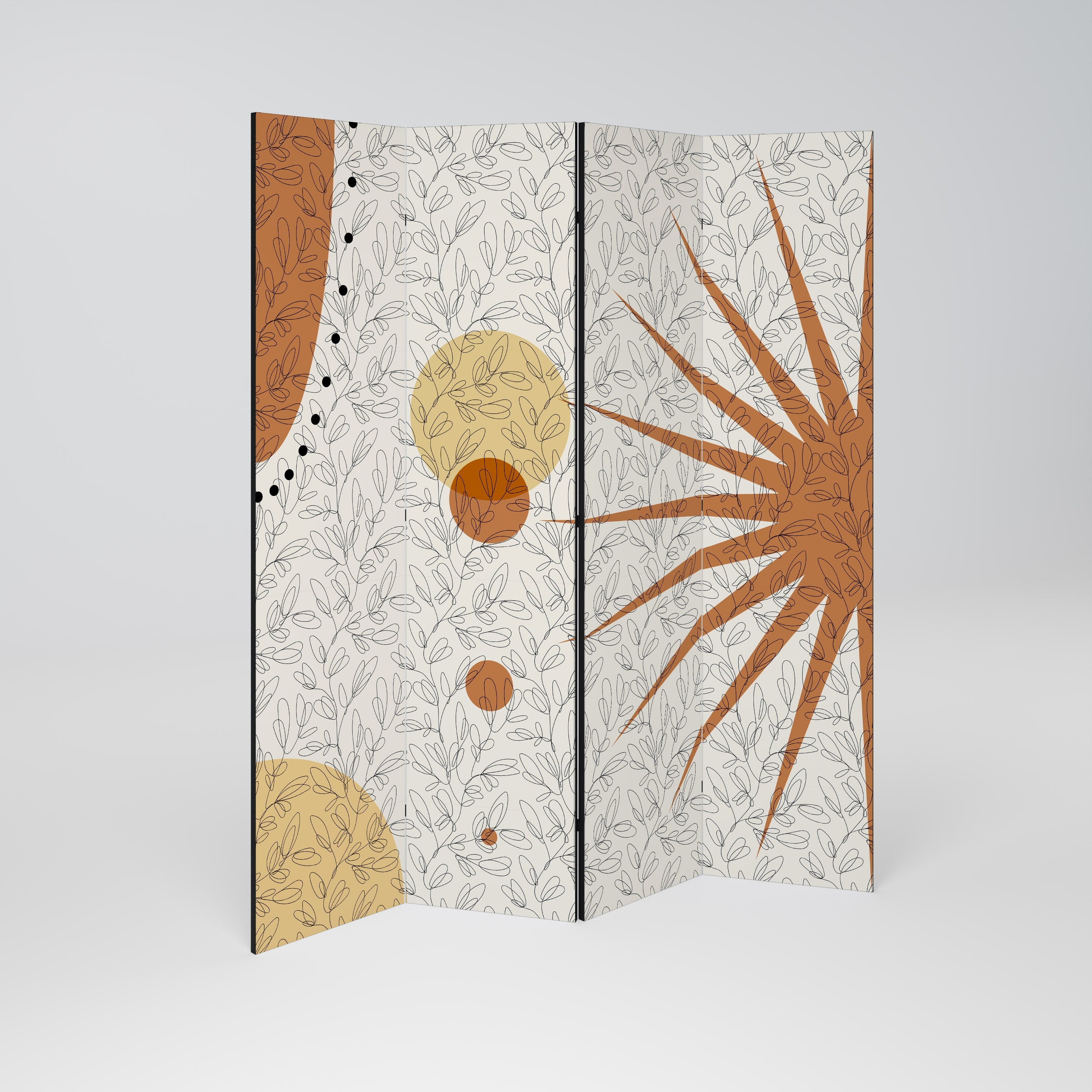 Dekorativer 4-teiliger Raumteiler „Rays and Roundels“