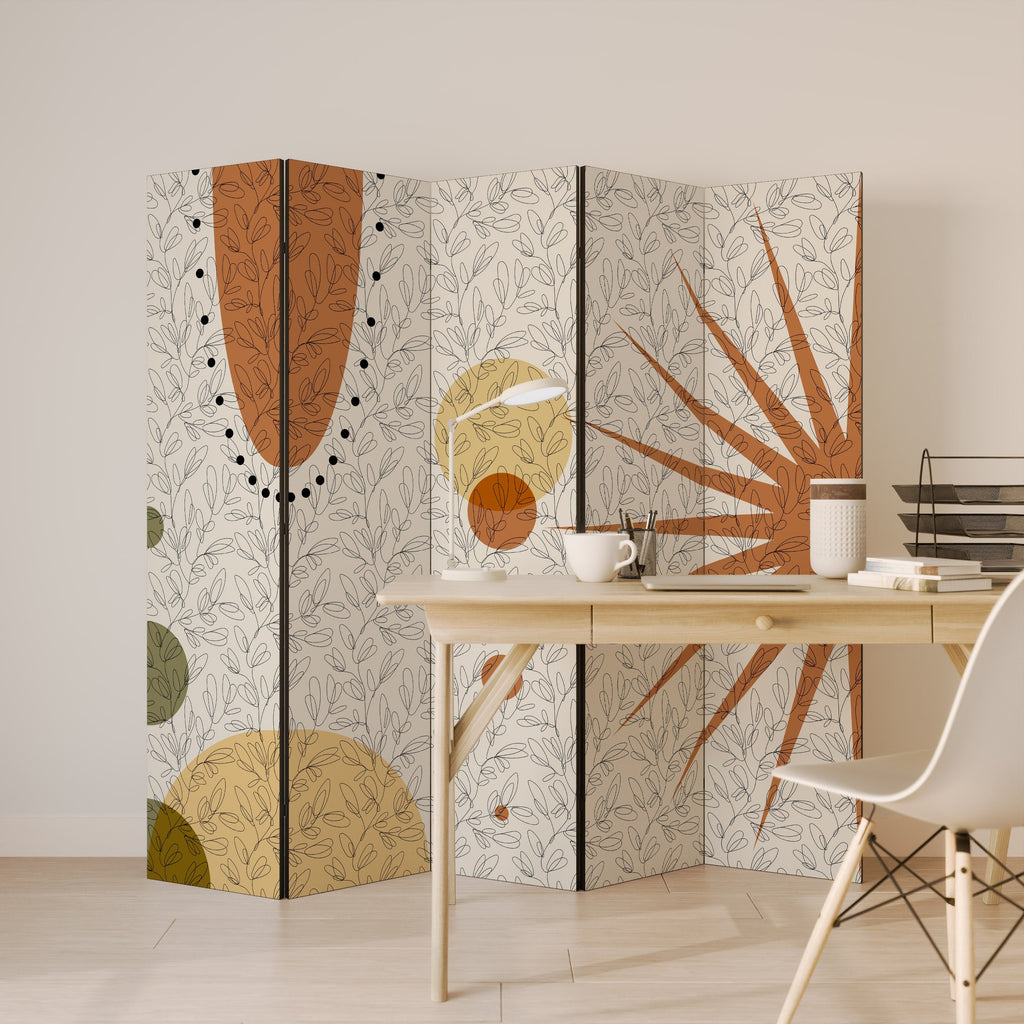Dekorativer 5-teiliger Raumteiler „Rays and Roundels“