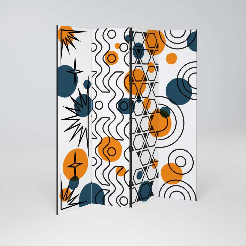 ABSTRACT SYMPHONY FLARE Dekorativer 4-teiliger Raumteiler