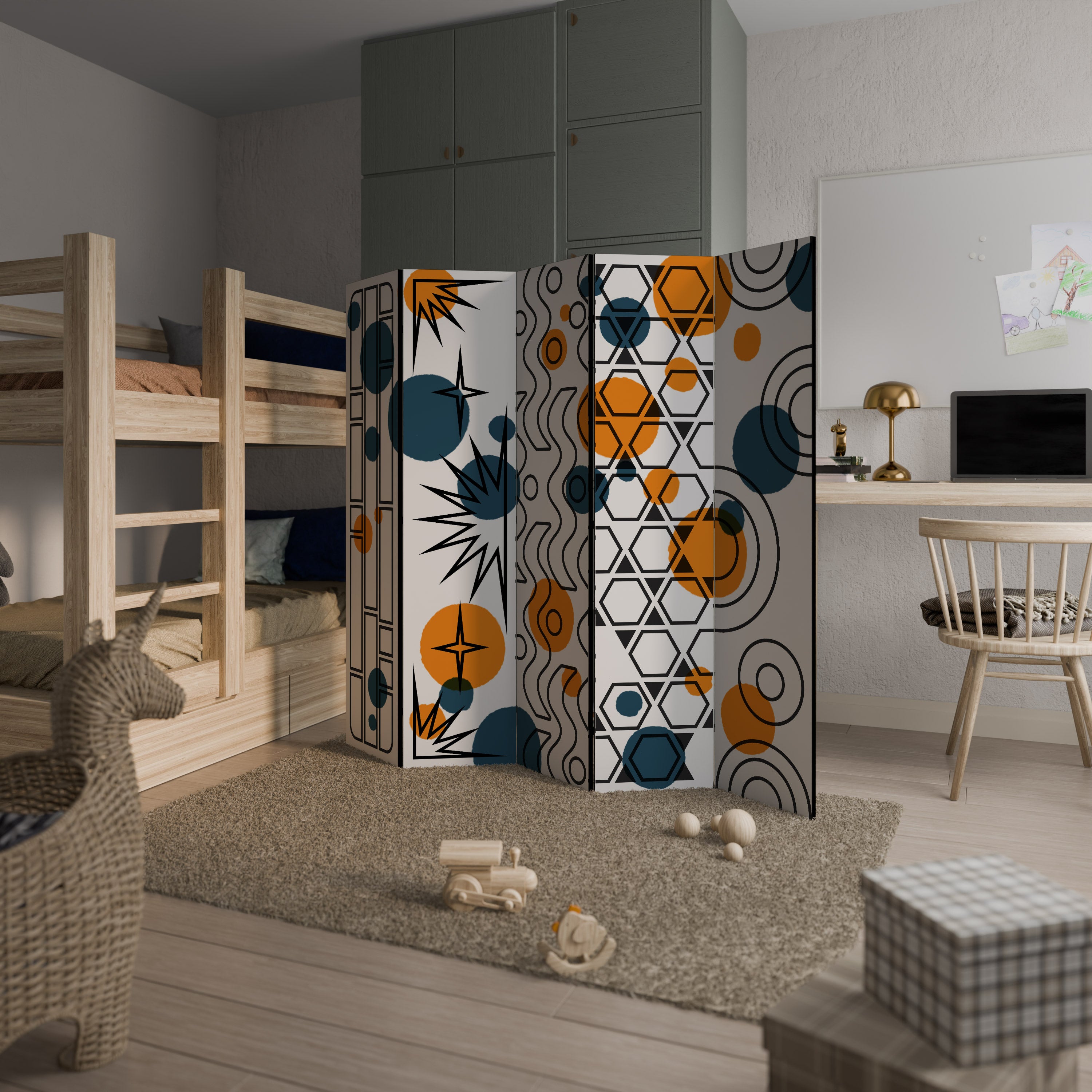 ABSTRACT SYMPHONY FLARE 5-Panel Room Divider