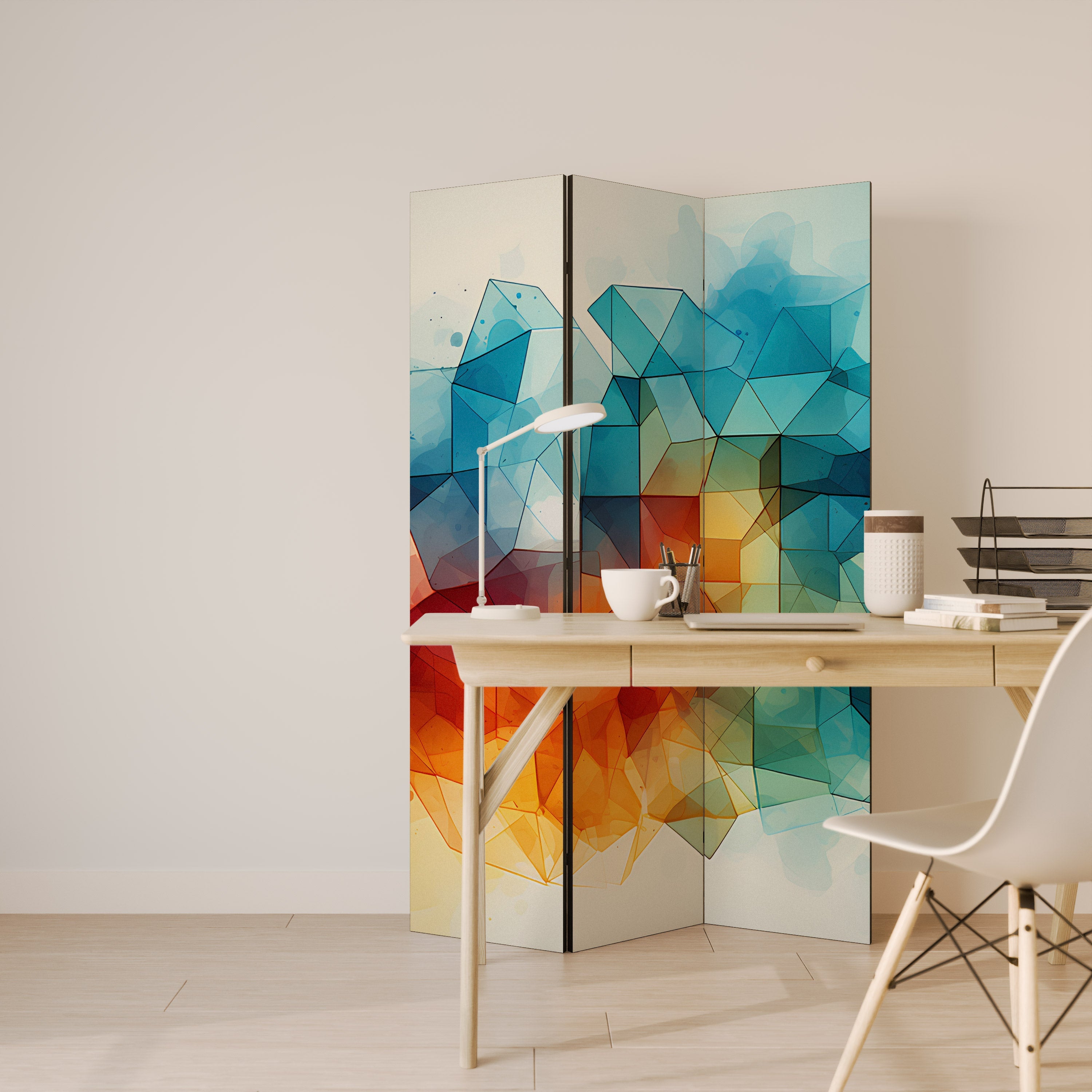 VIBRANT FACETS UNITE Dekorativer 3-teiliger Raumteiler