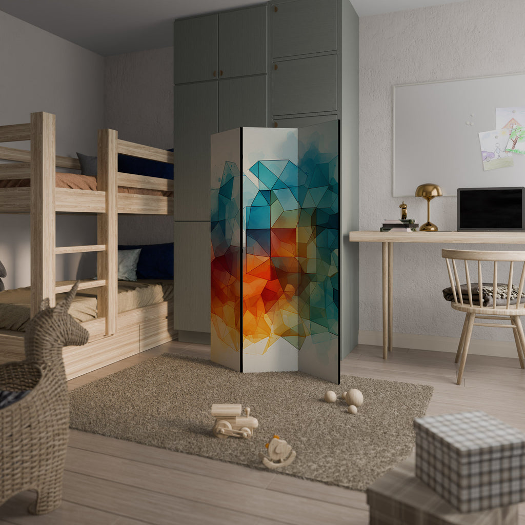 VIBRANT FACETS UNITE Dekorativer 3-teiliger Raumteiler
