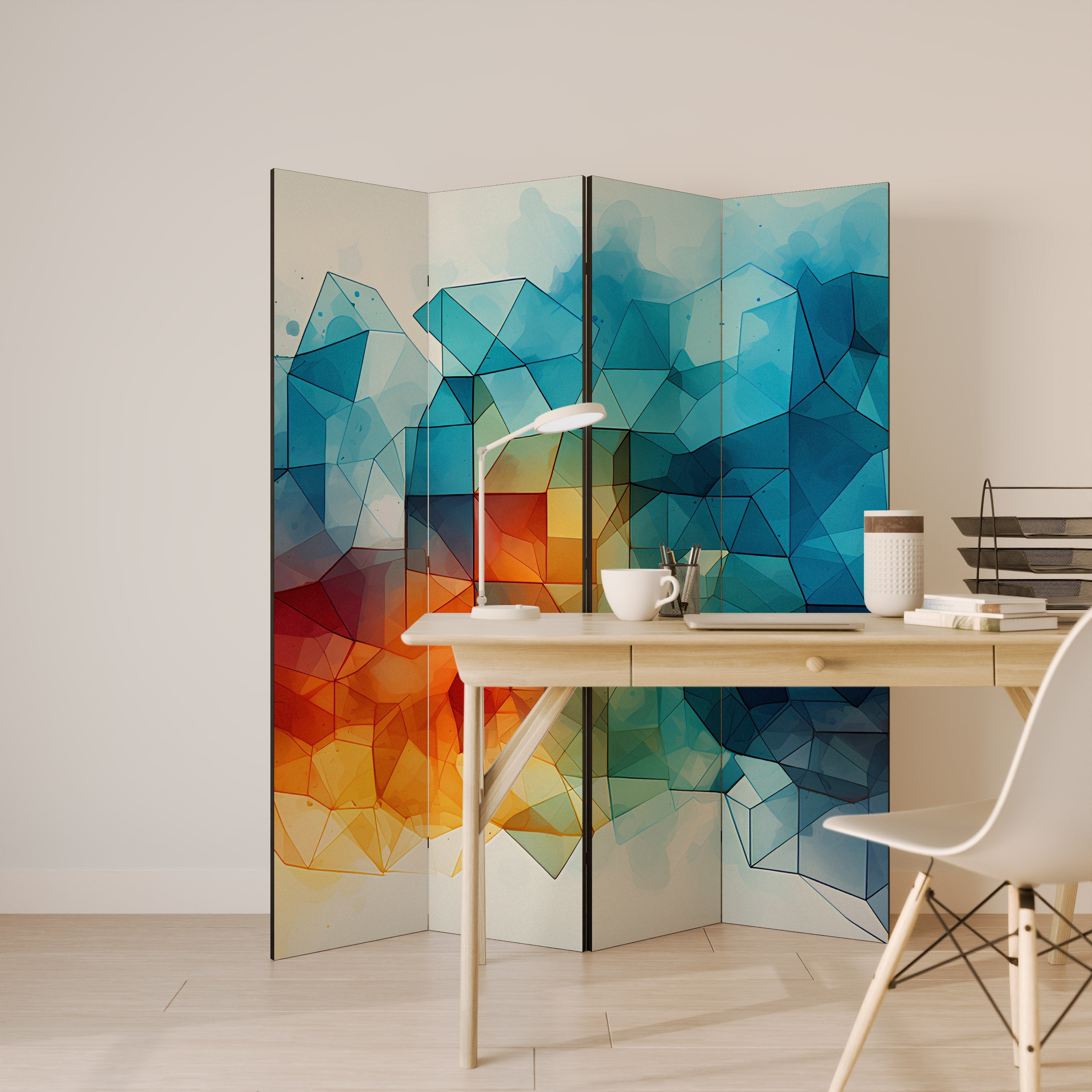 VIBRANT FACETS UNITE Dekorativer 4-teiliger Raumteiler