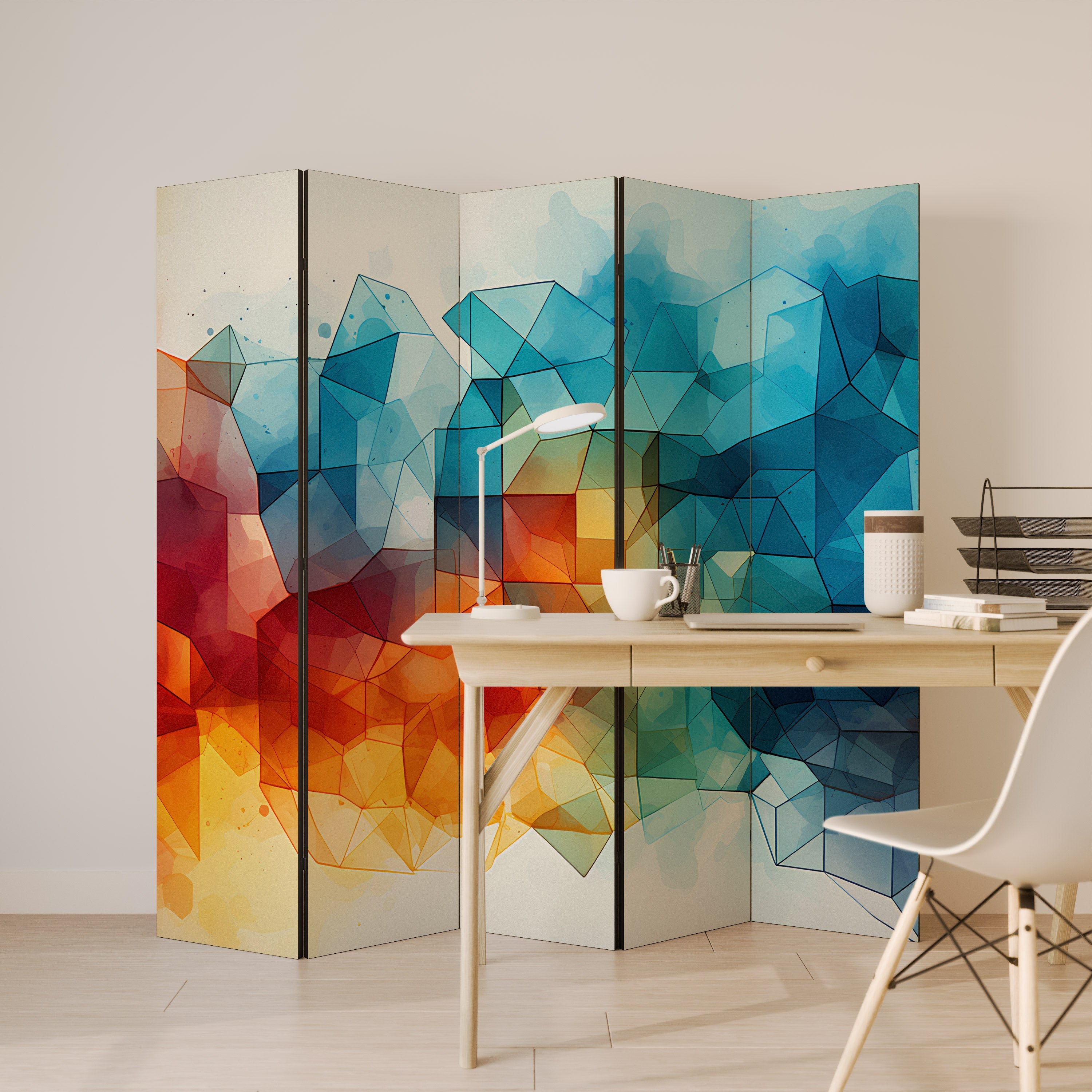 VIBRANT FACETS UNITE Dekorativer 5-teiliger Raumteiler