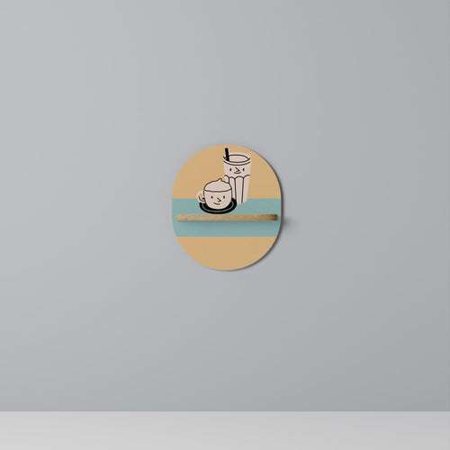 COFFEE PLEASURES Ovales Kunstregal in Eiche-Optik