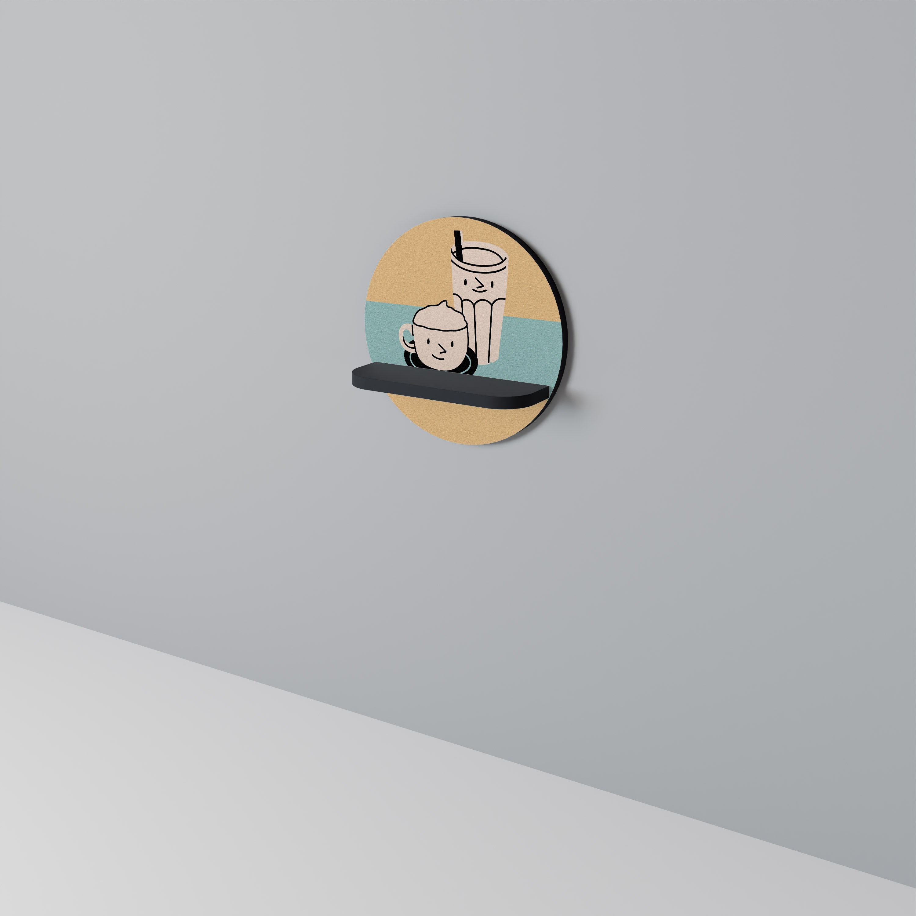 COFFEE PLEASURES Rundes Kunstregal in Schwarz