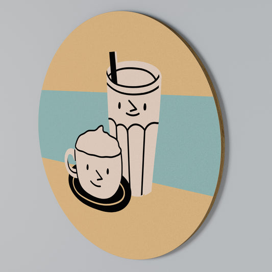 COFFEE PLEASURES Round Wall Art