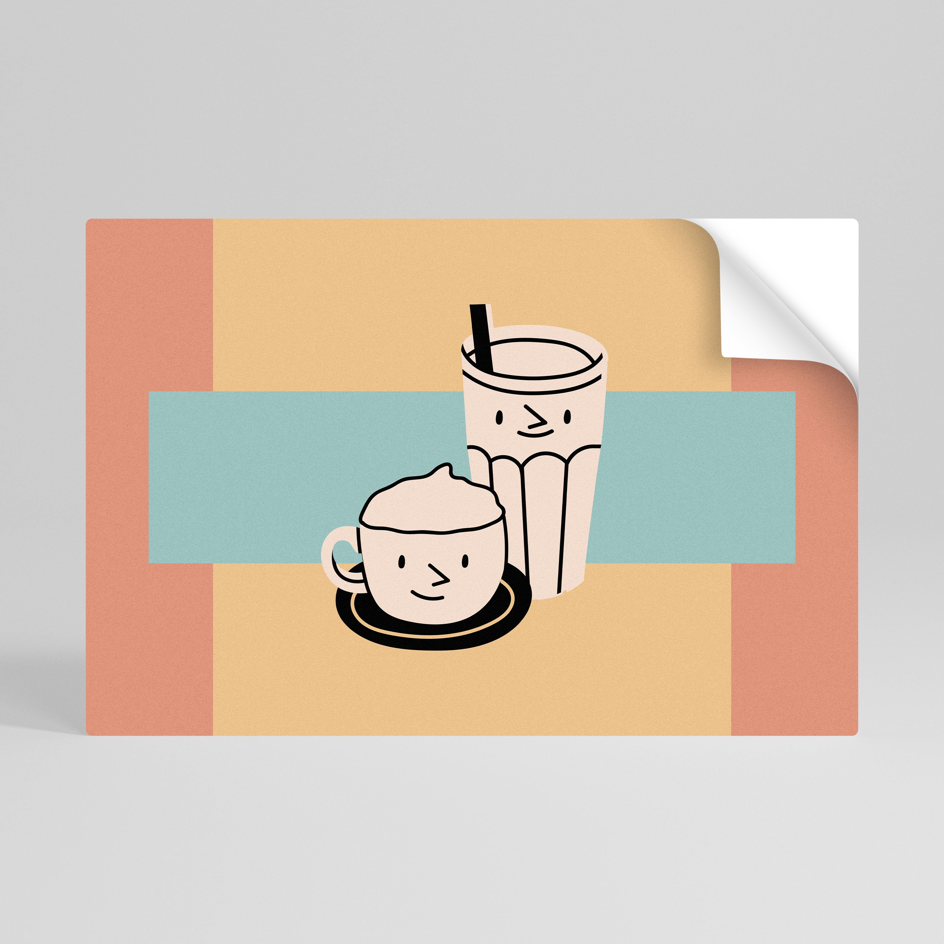 COFFEE PLEASURES Selbstklebendes Horizontal-Poster