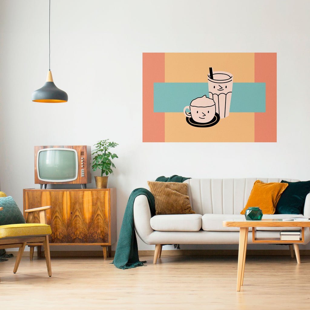 COFFEE PLEASURES Selbstklebendes Horizontal-Poster