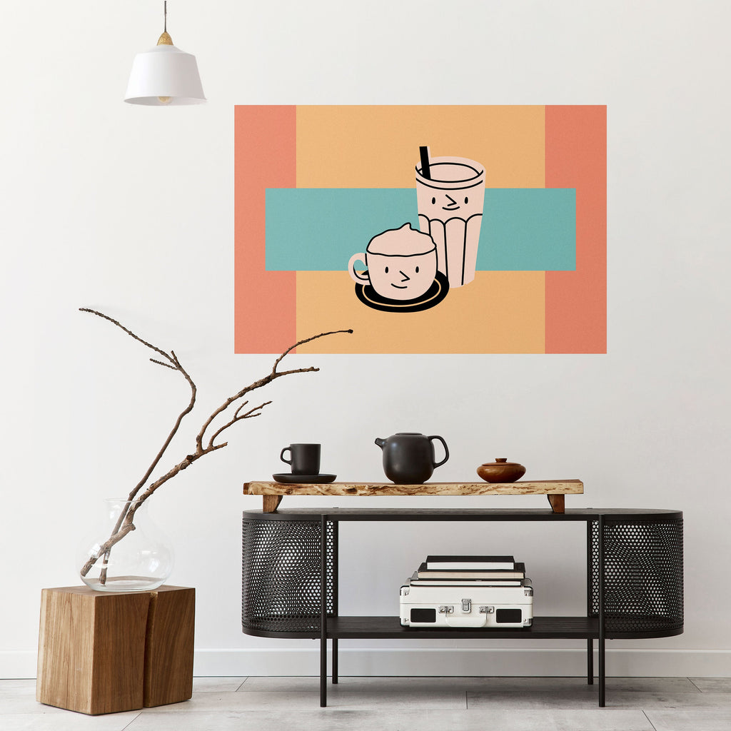 COFFEE PLEASURES Selbstklebendes Horizontal-Poster