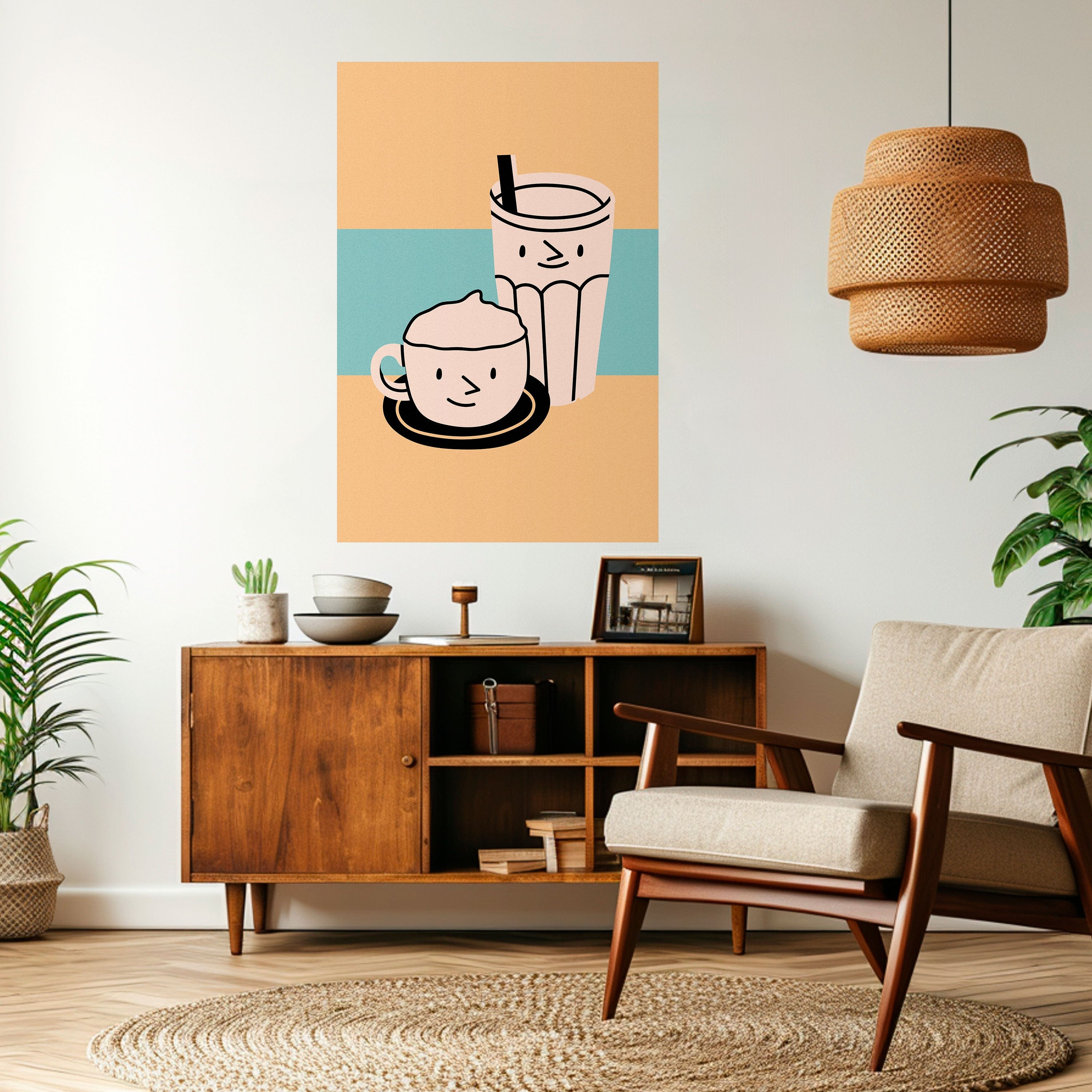 COFFEE PLEASURES Vertikales Poster zum Abziehen und Aufkleben
