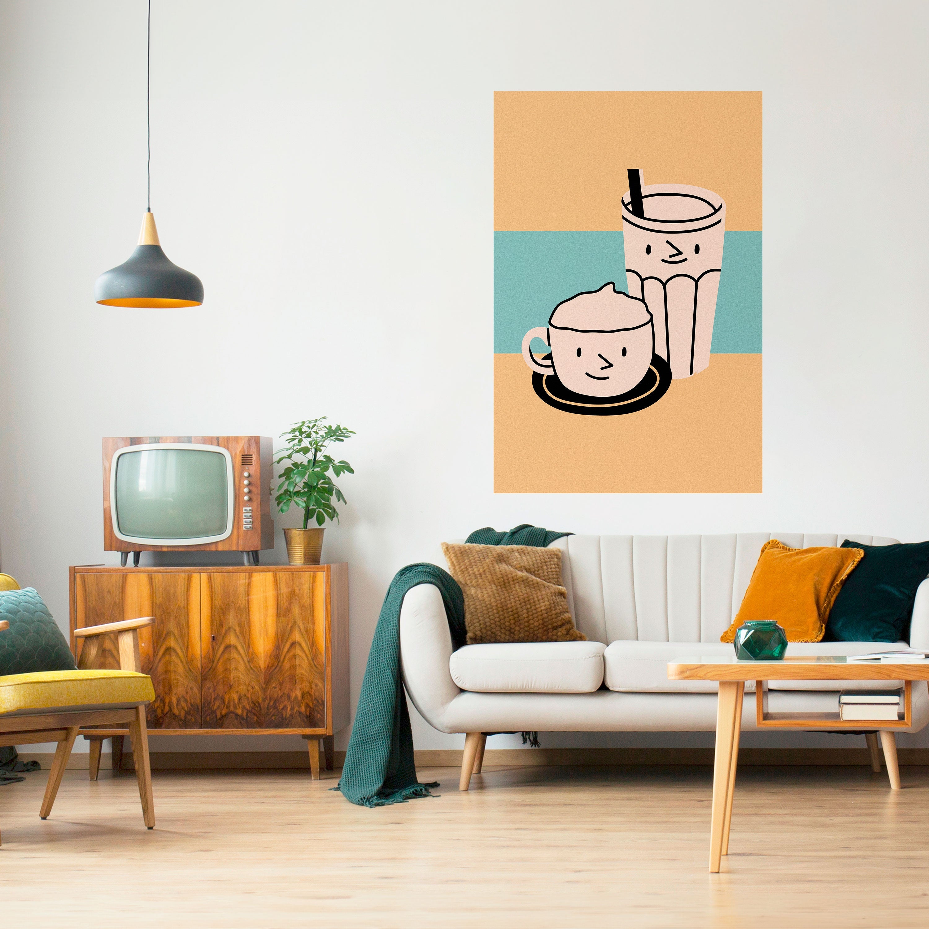 COFFEE PLEASURES Vertikales Poster zum Abziehen und Aufkleben